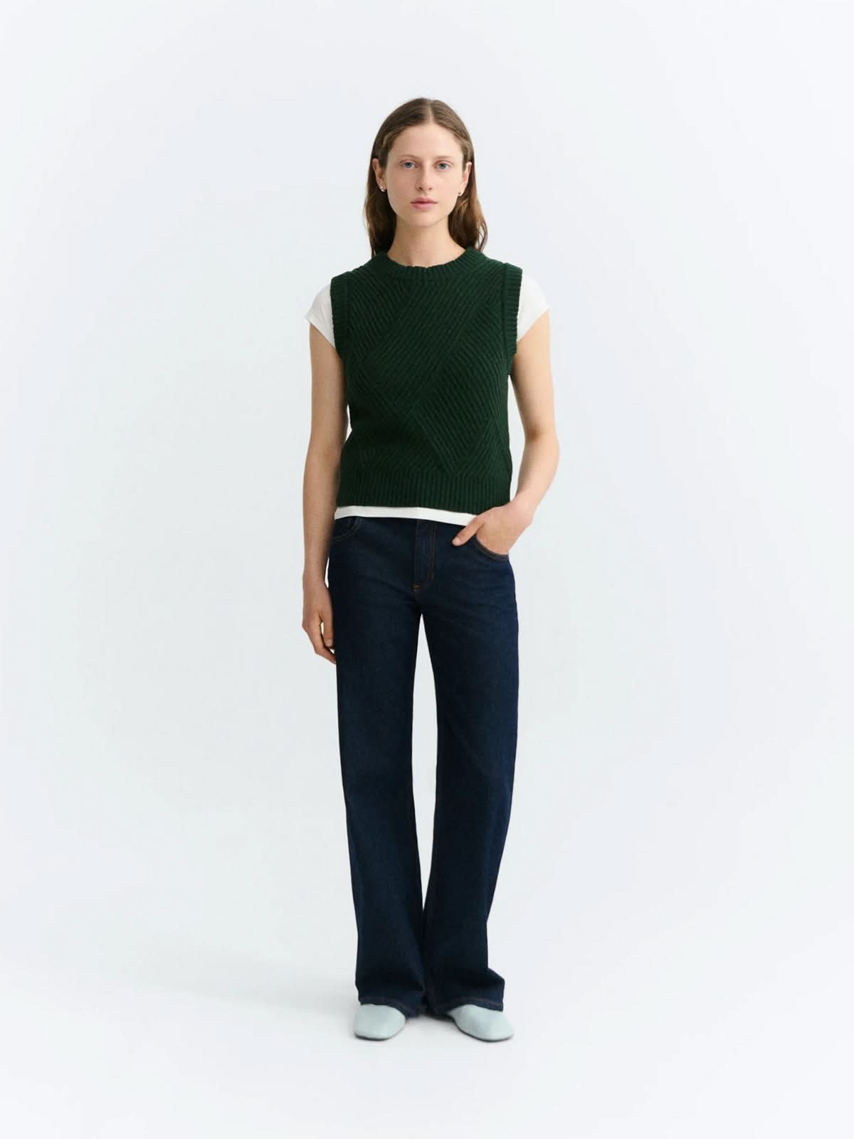 Thinking Mu Kaia Knitted Vest Green