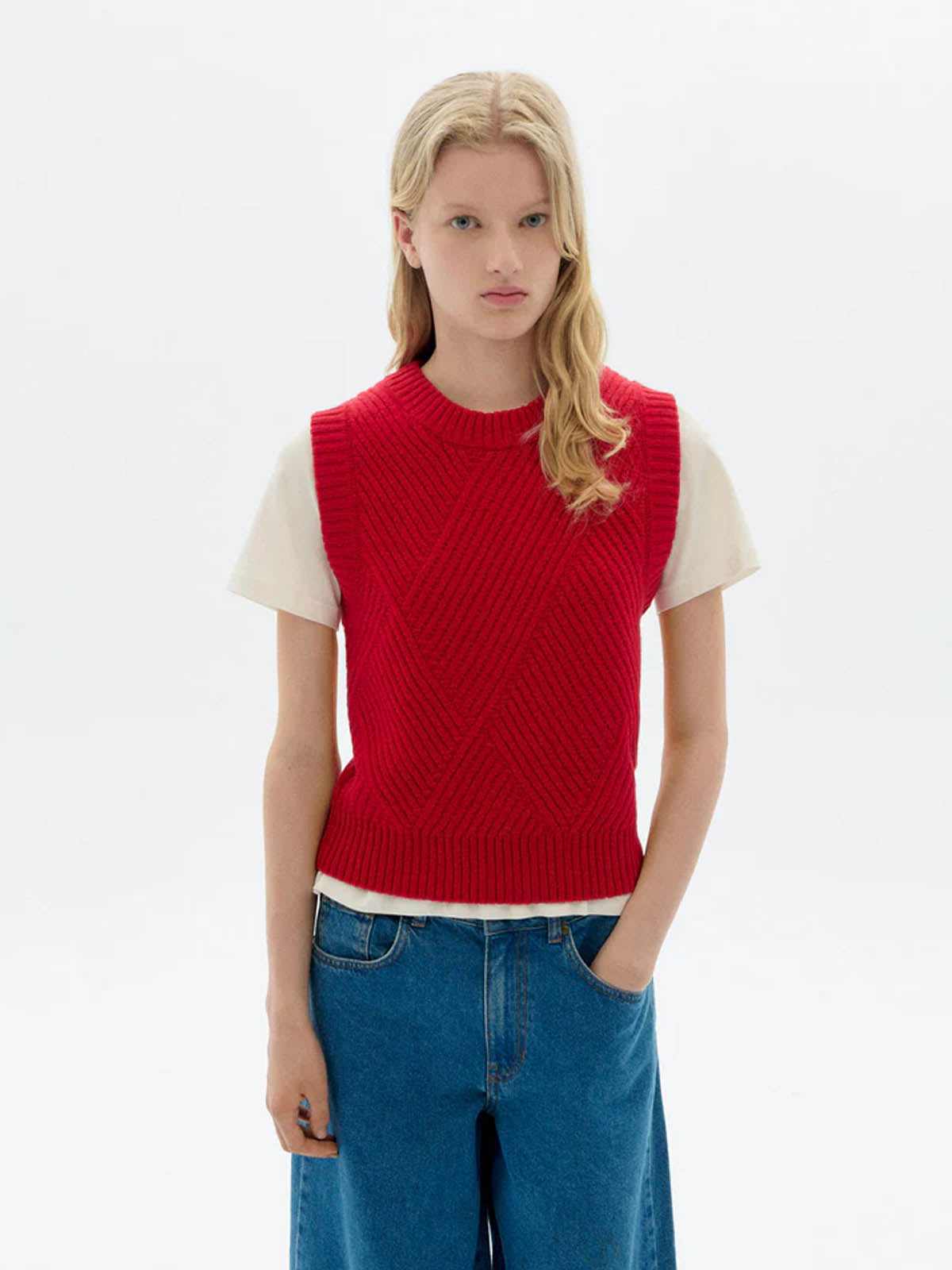 Thinking Mu Kaia Knitted Vest Red
