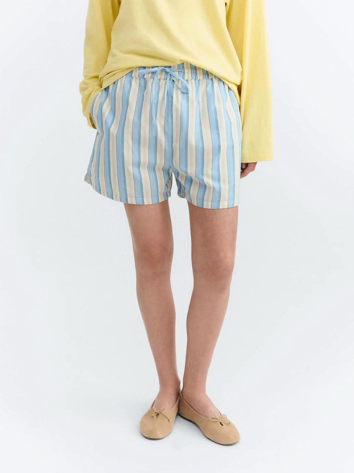 Thinking Mu Messina Stripes Geranio Shorts