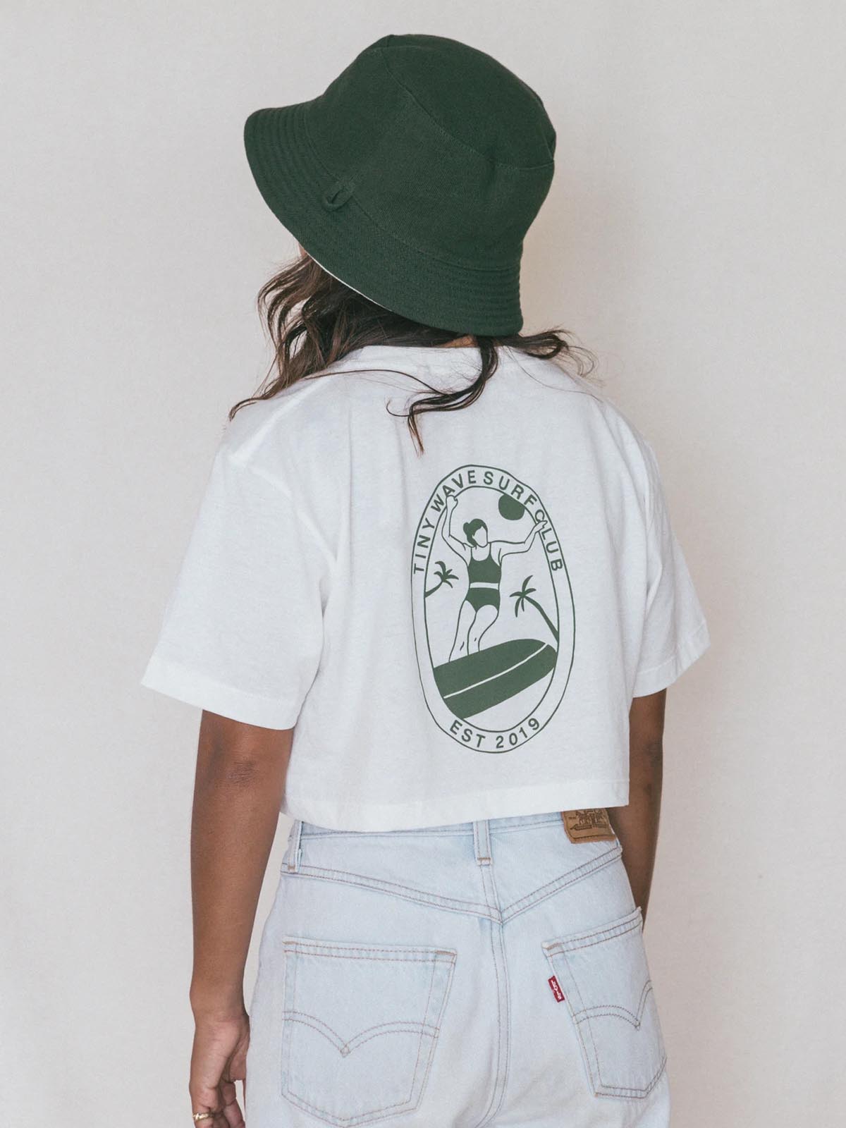 Tiny Wave Surf Club Cutback Crop Tee Off White