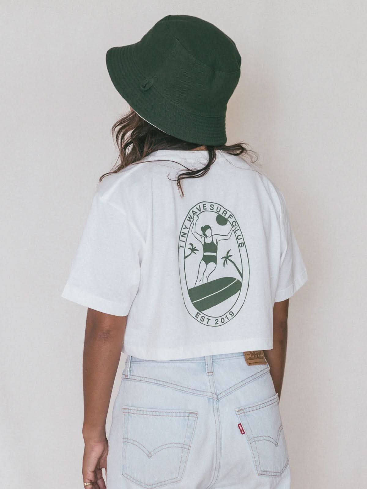 Tiny Wave Surf Club Cutback Crop Tee Off White