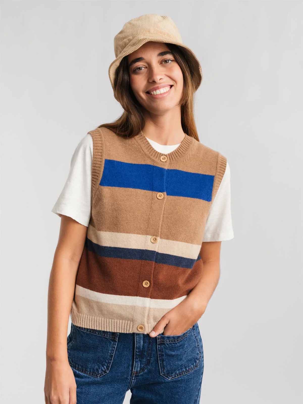 Twothirds Murrisk Knit Vest Stripes