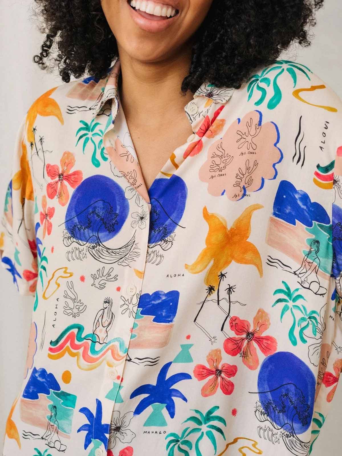 Twothirds Stora Herro Blouse Surf Abstract