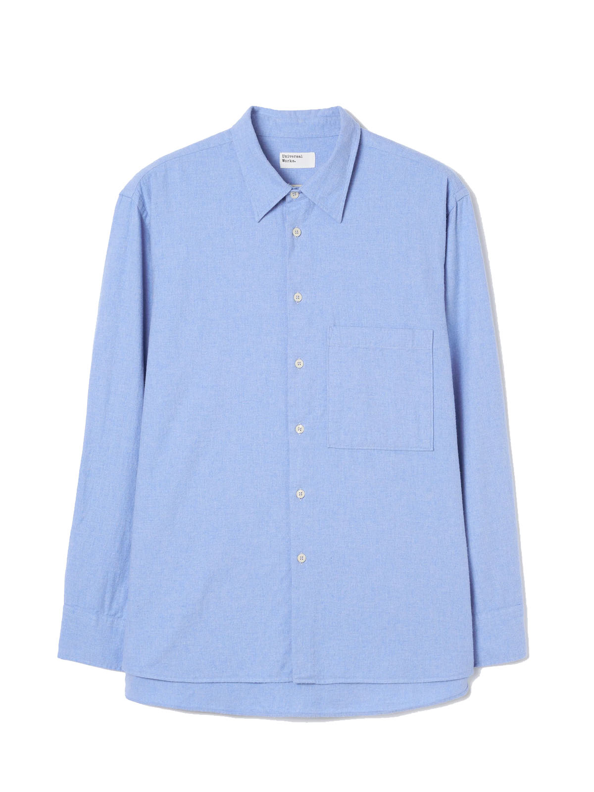 Universal Works Square Pocket Shirt Brushed Flannel Blue