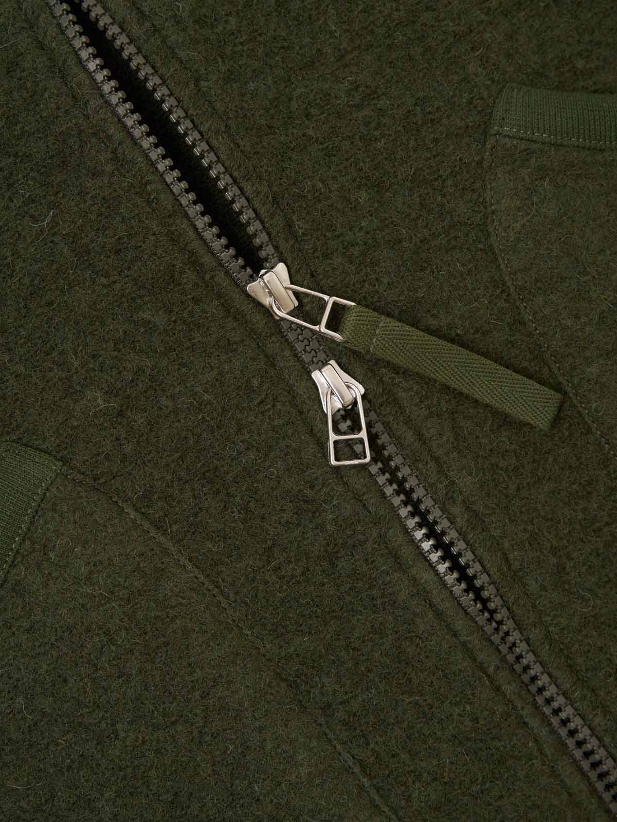 Universal Works Zip Waistcoat Wool Fleece Olive