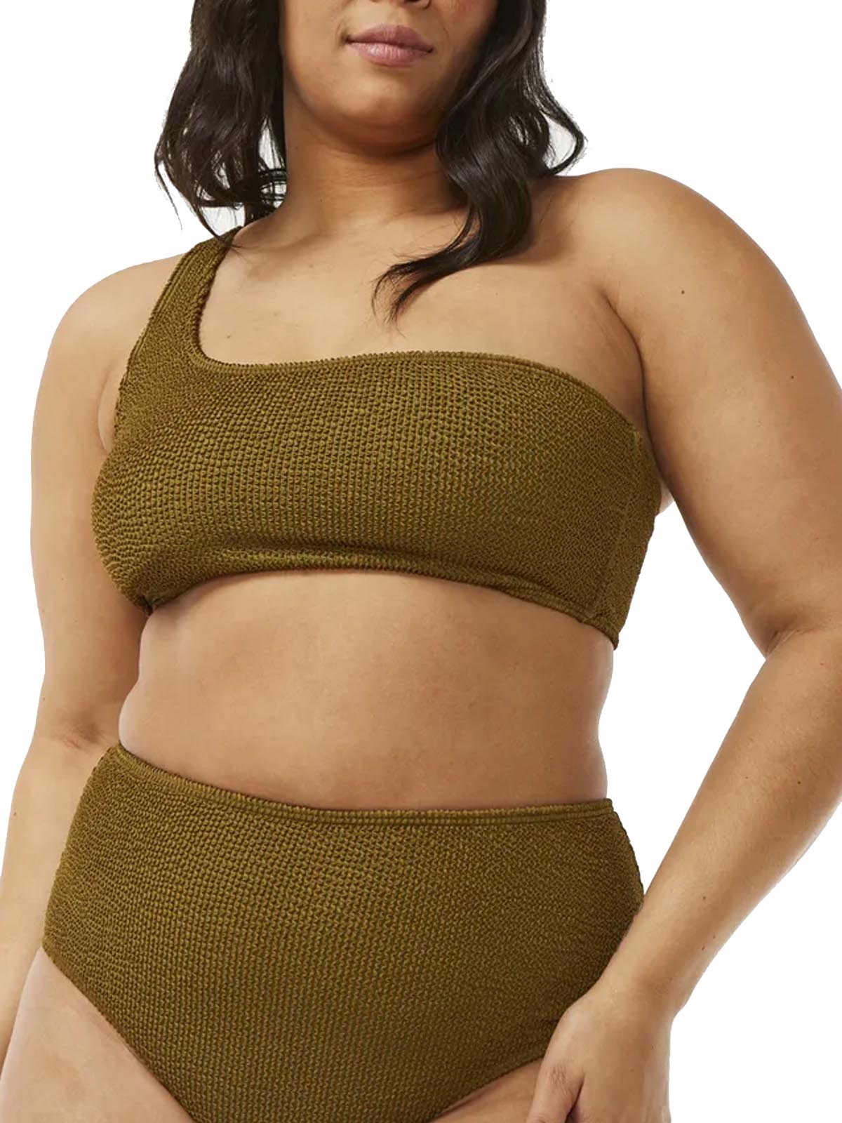 Rip Curl Womens Bikini Top Sunshine One Shoulder Top Dark Olive