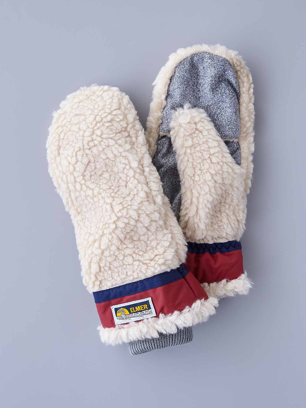 Elmer Wool Pile Flip Mitten Gloves / Conductive Beige Wine