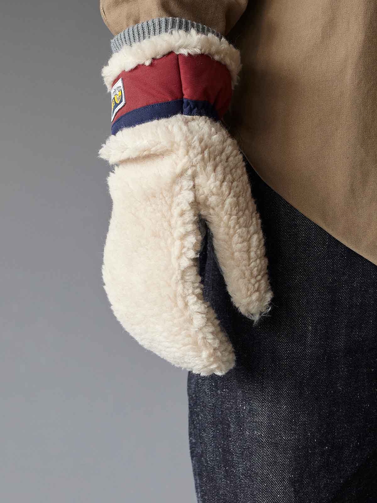 Elmer Wool Pile Flip Mitten Gloves / Conductive Beige Wine