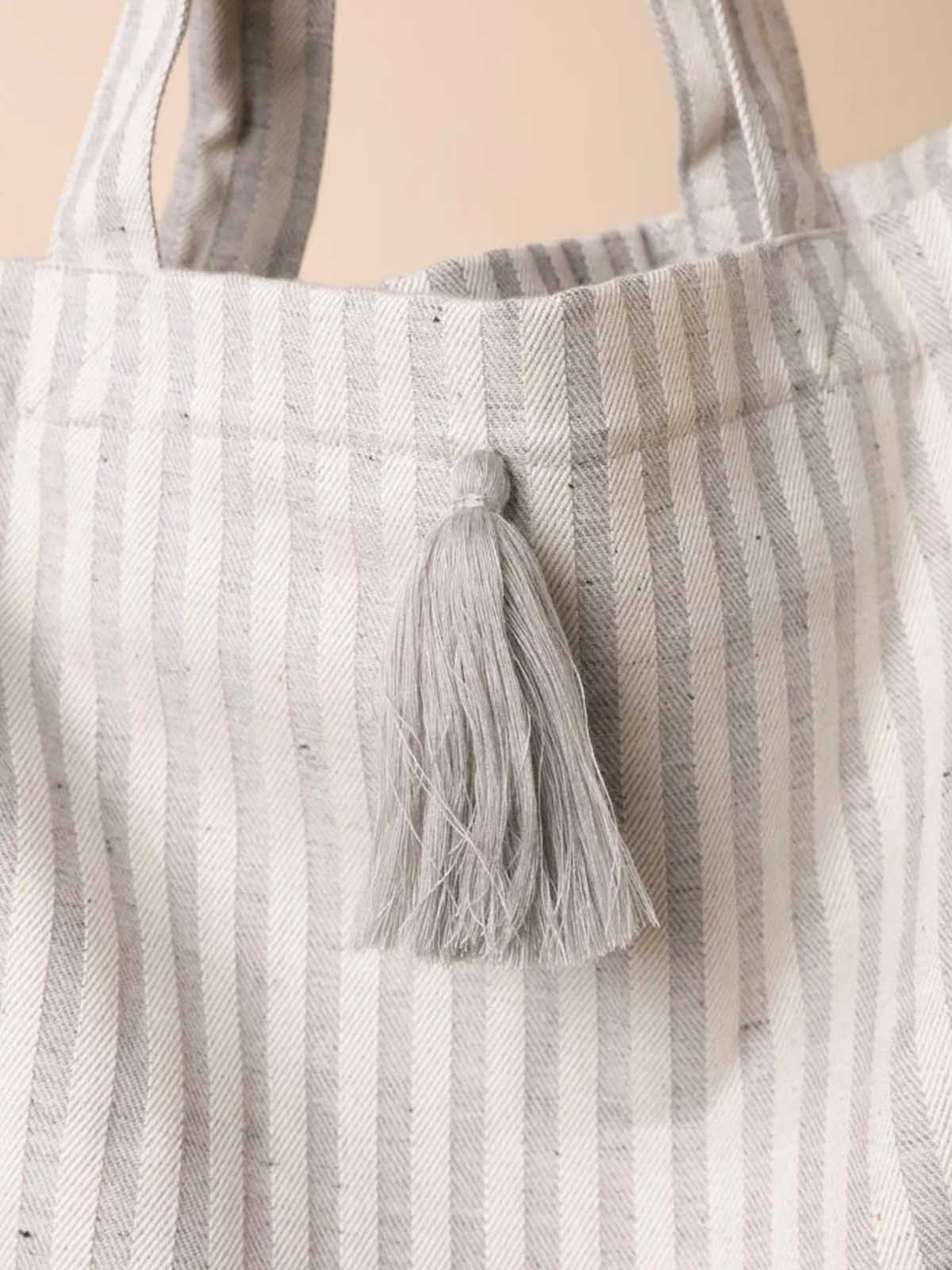 Yoomee Bag Nora Light Grey Stripes Tassel