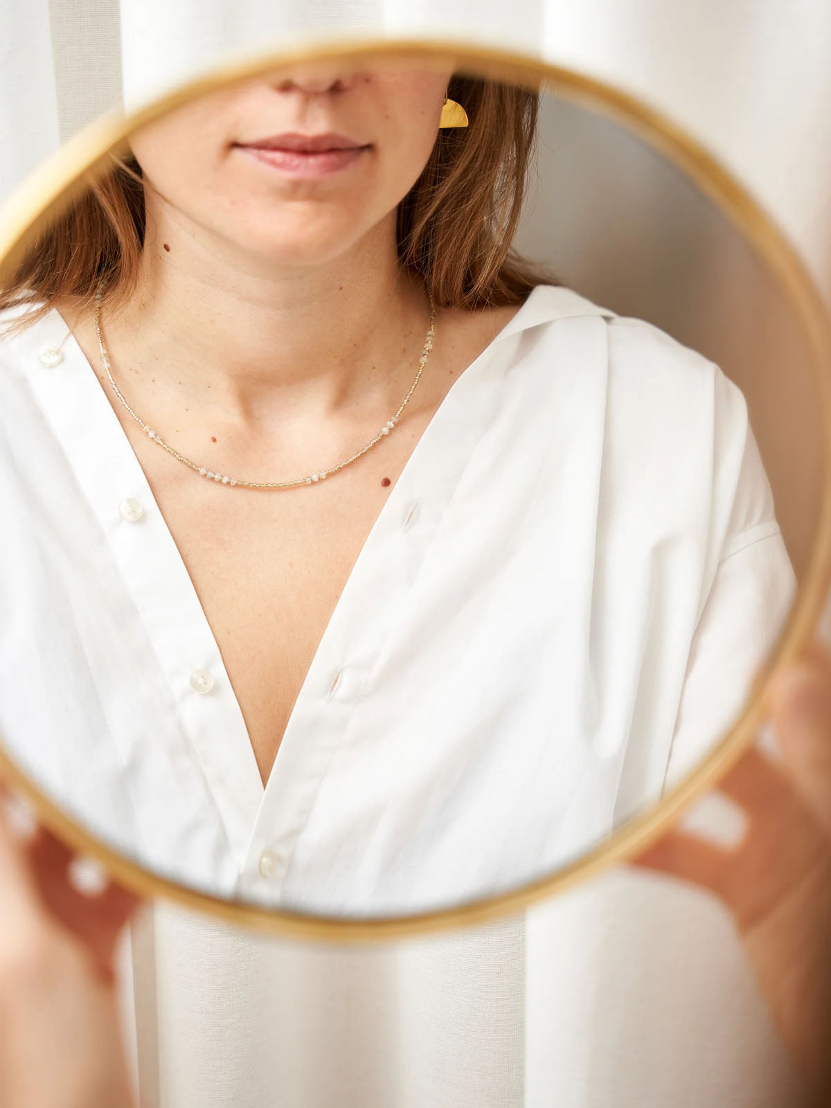 Yoomee Necklace Dina Moonstone Mineral Grey