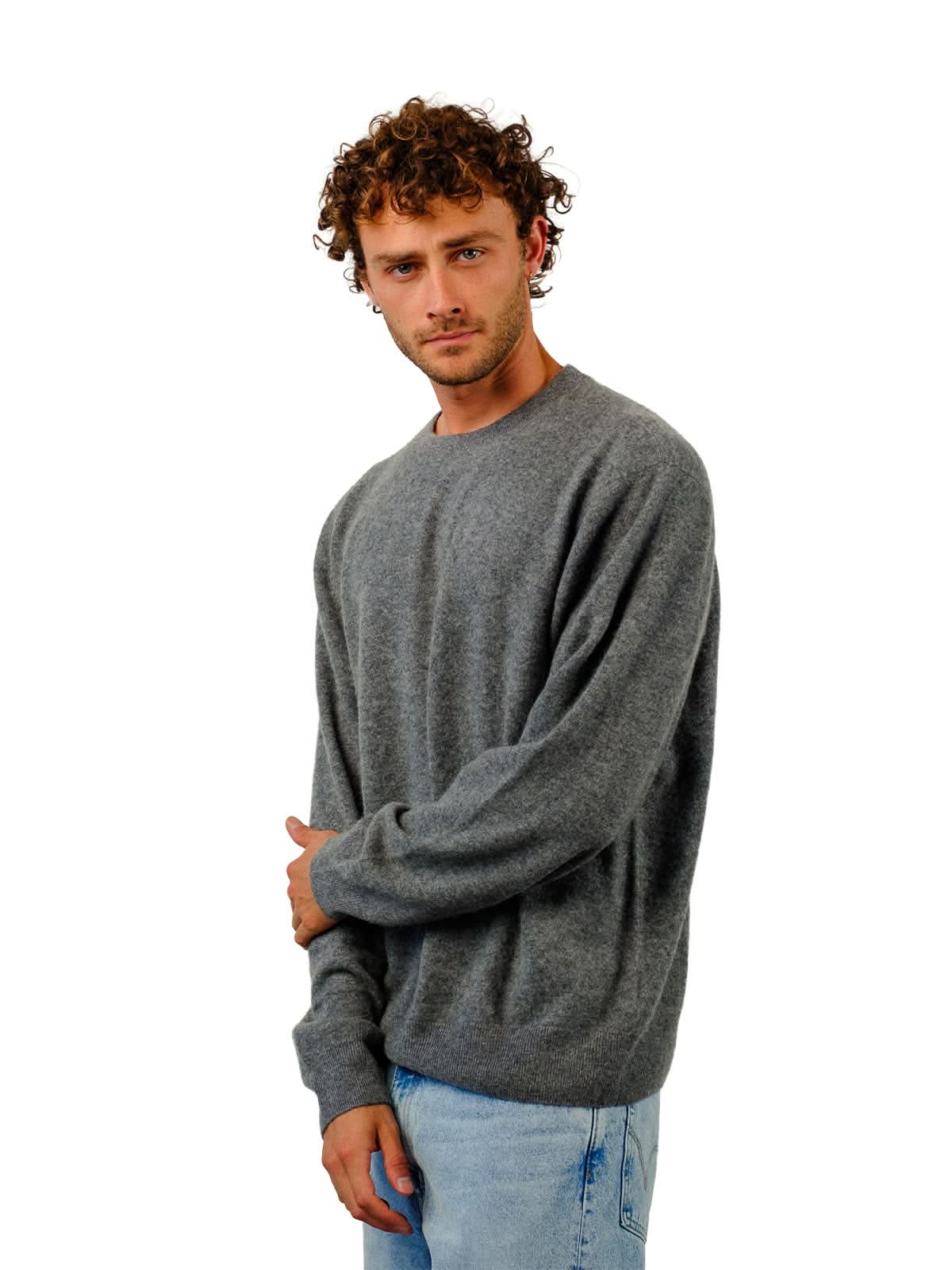 Visitor Clothing Men's Asterion Brushed Cashmere Sweater Pewter