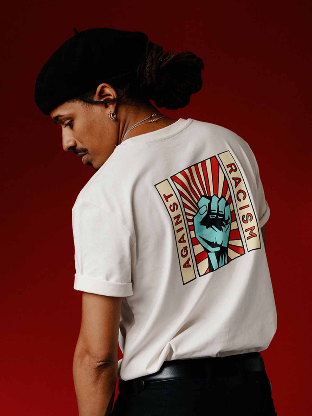 Visitor Against Racism 100% Organic Cotton T-Shirt Off White