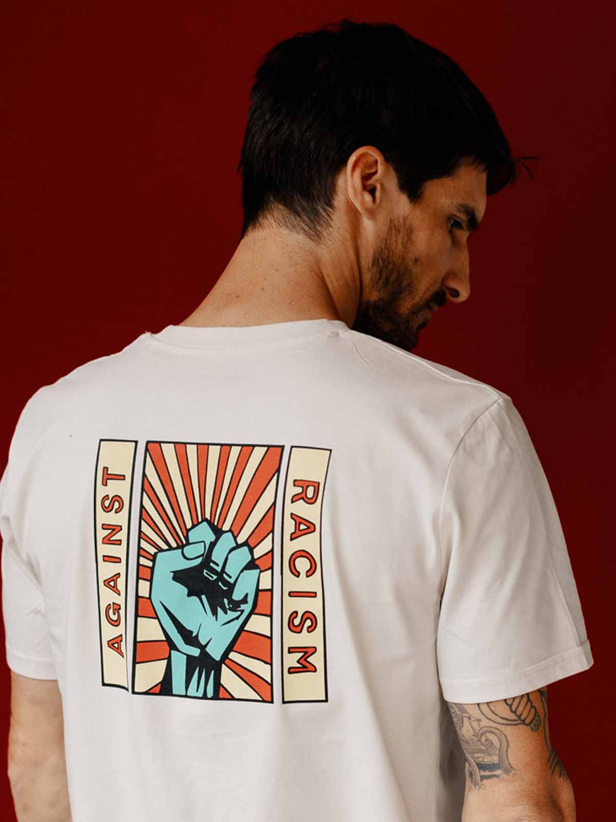 Visitor Against Racism 100% Organic Cotton T-Shirt Off White
