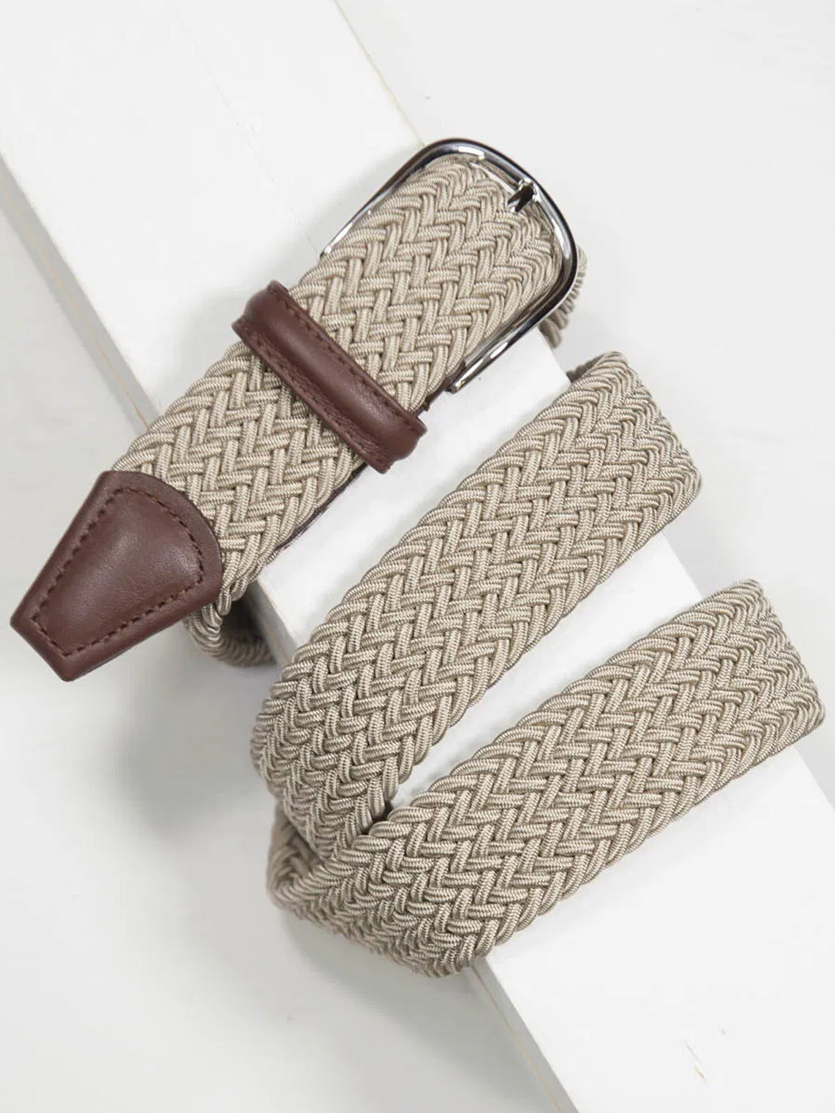 Anderson's 3.5cm Classic Elastic Woven Belt Ecru