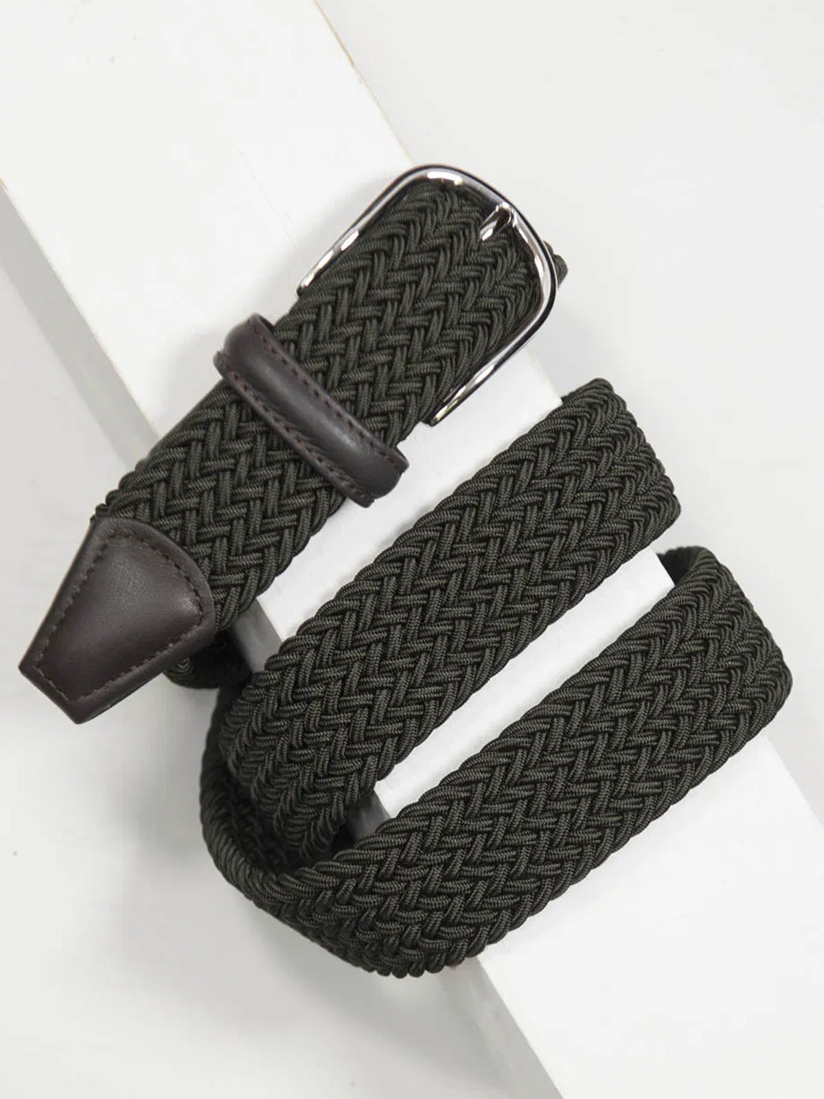Anderson's 3.5cm Classic Elastic Woven Belt Olive