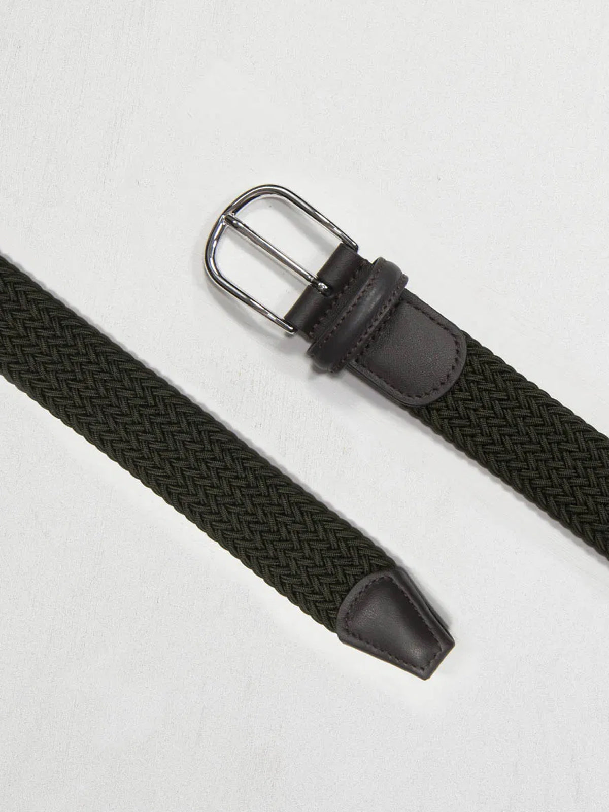 Anderson's 3.5cm Classic Elastic Woven Belt Olive