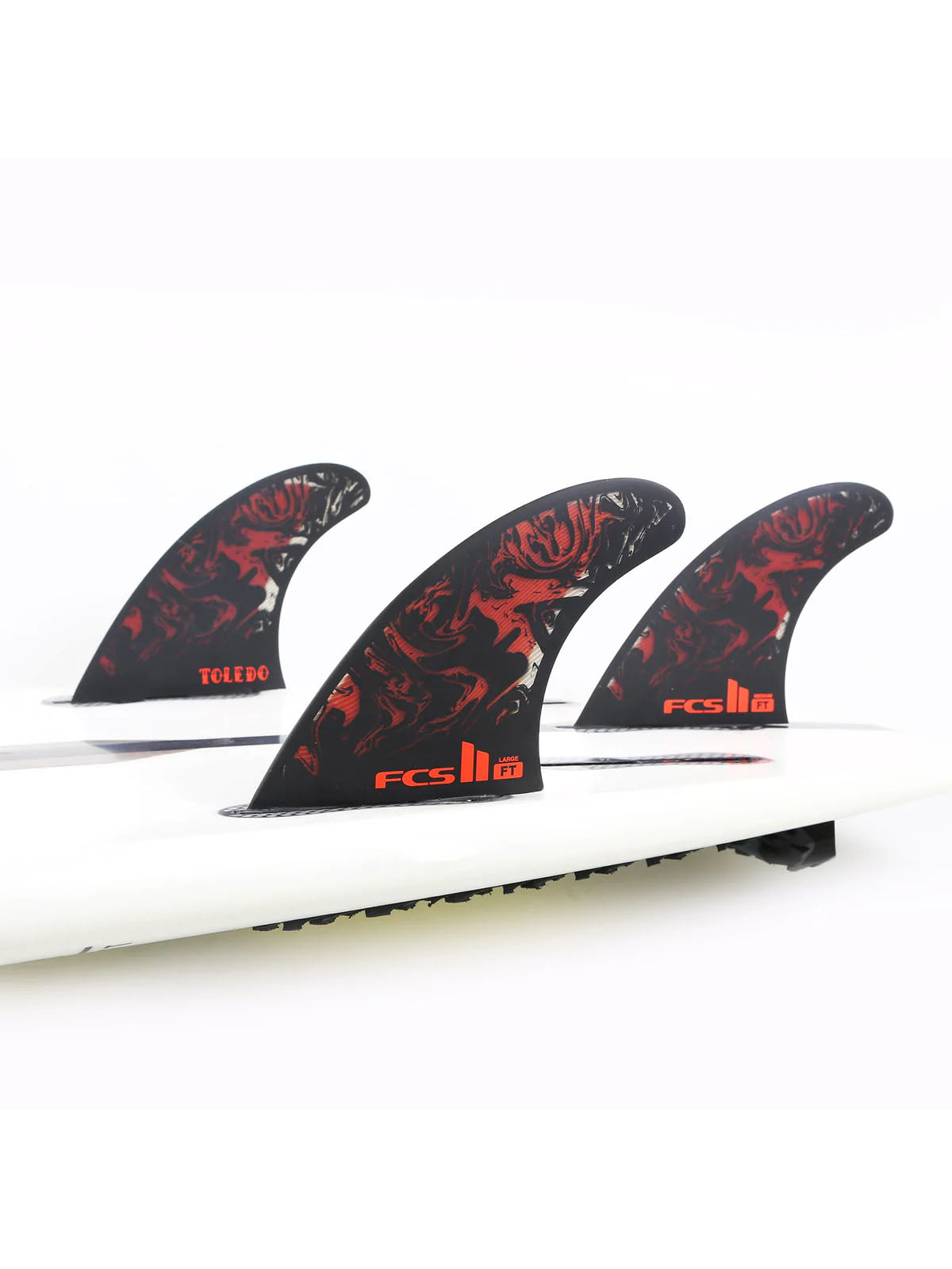 FCS II Fins FT PC Tri Fin Set Off Black/Red Large