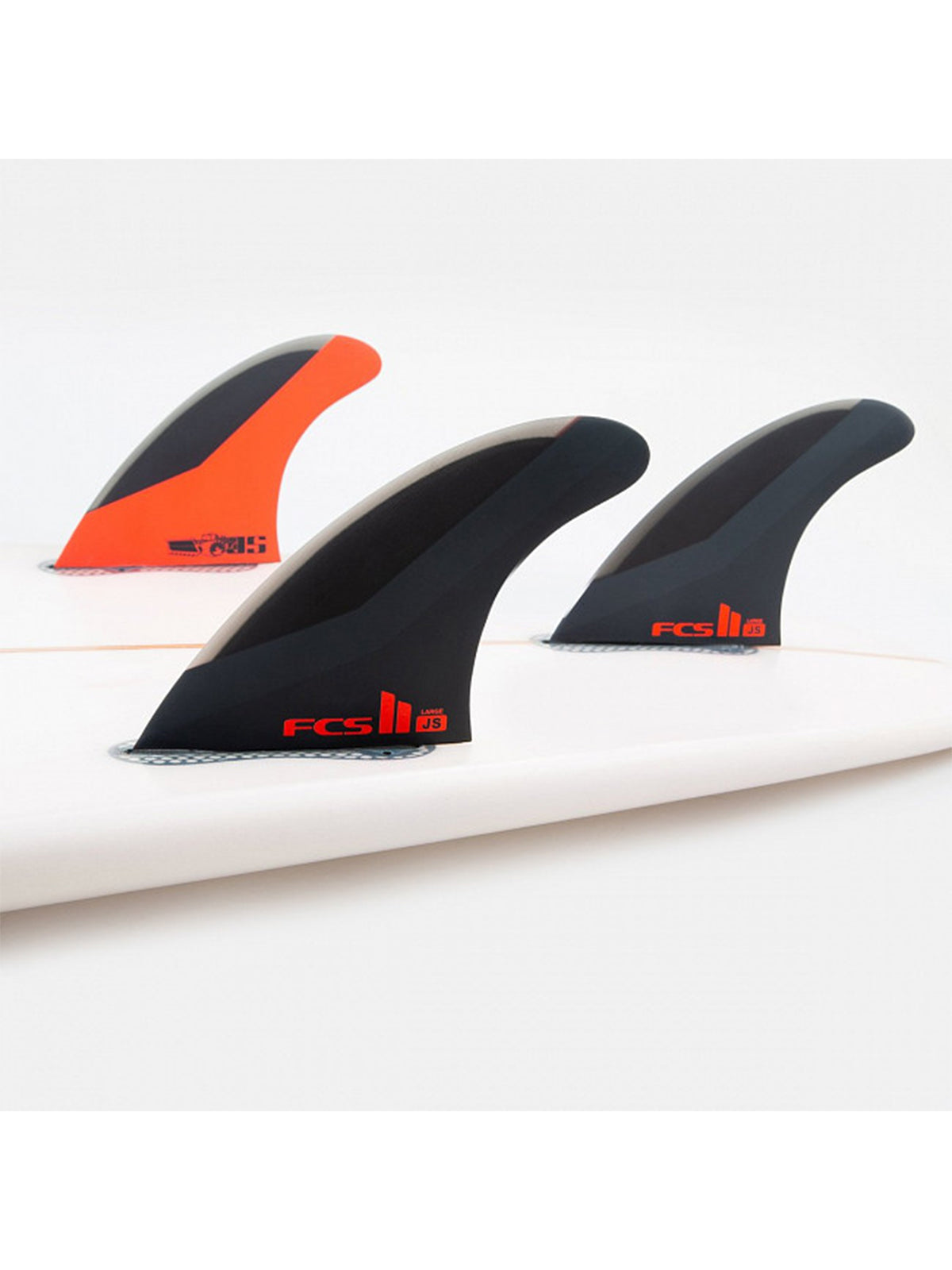 FCS II Fins JS PC Tri Fins Charcoal Red Medium