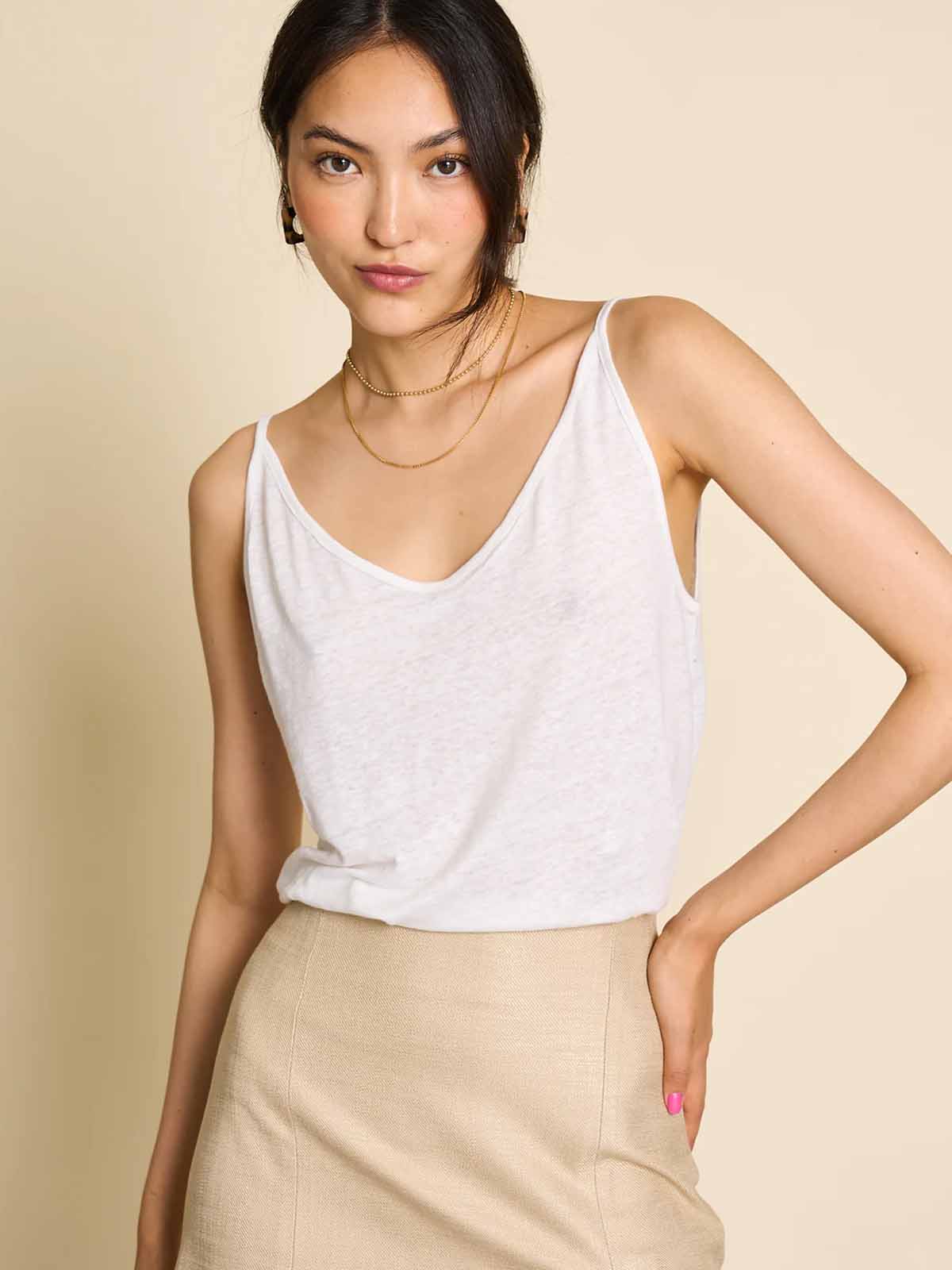 Jan 'n June Slip Top Triangle Linen White