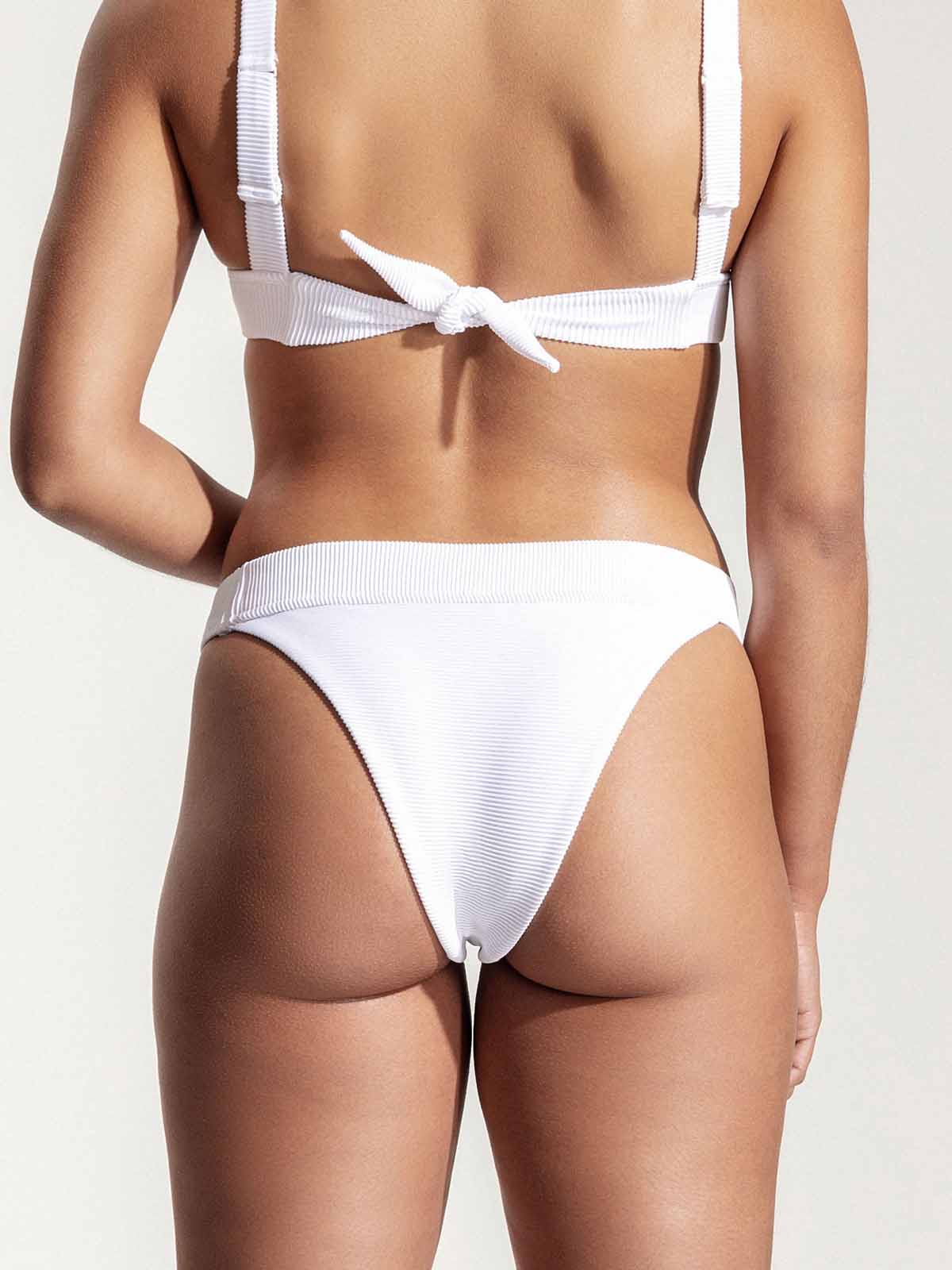 OY surf Bikini Bottom Oroshi White Rib Recycled Nylon