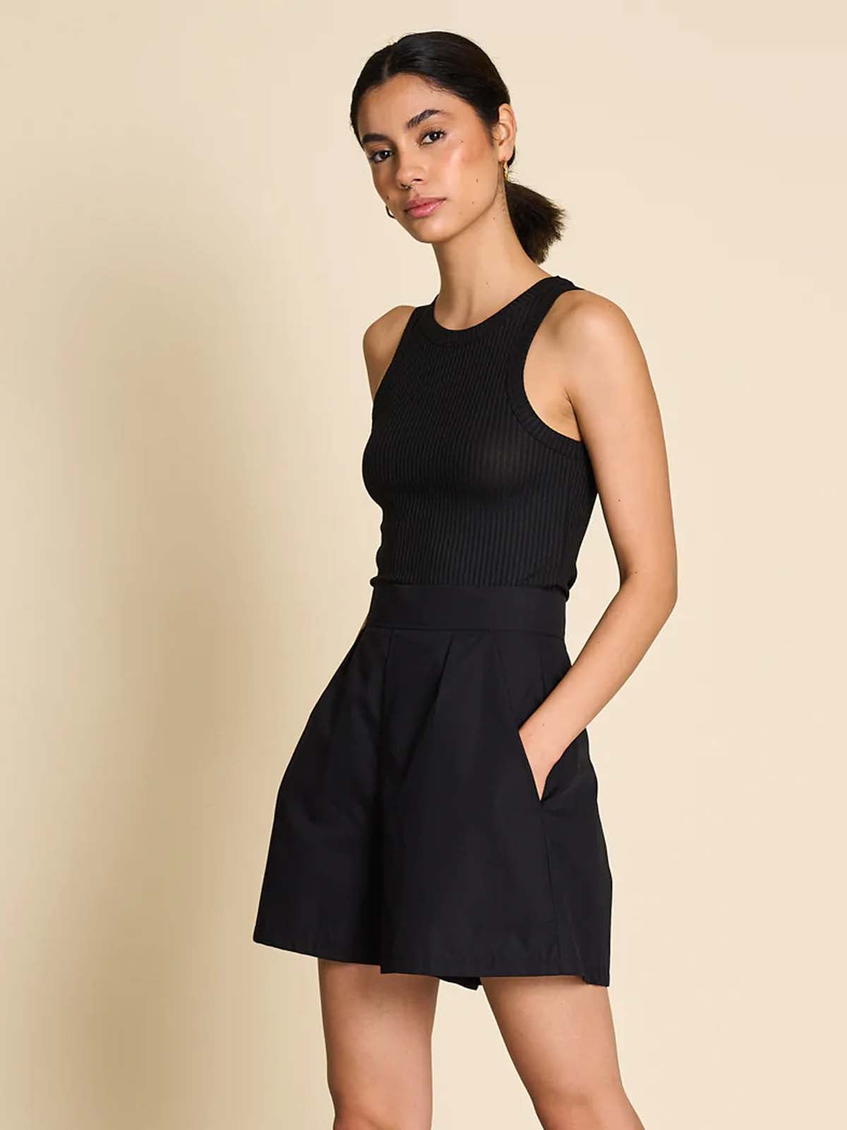 Jan 'n June Porto Rib Tank Top Black