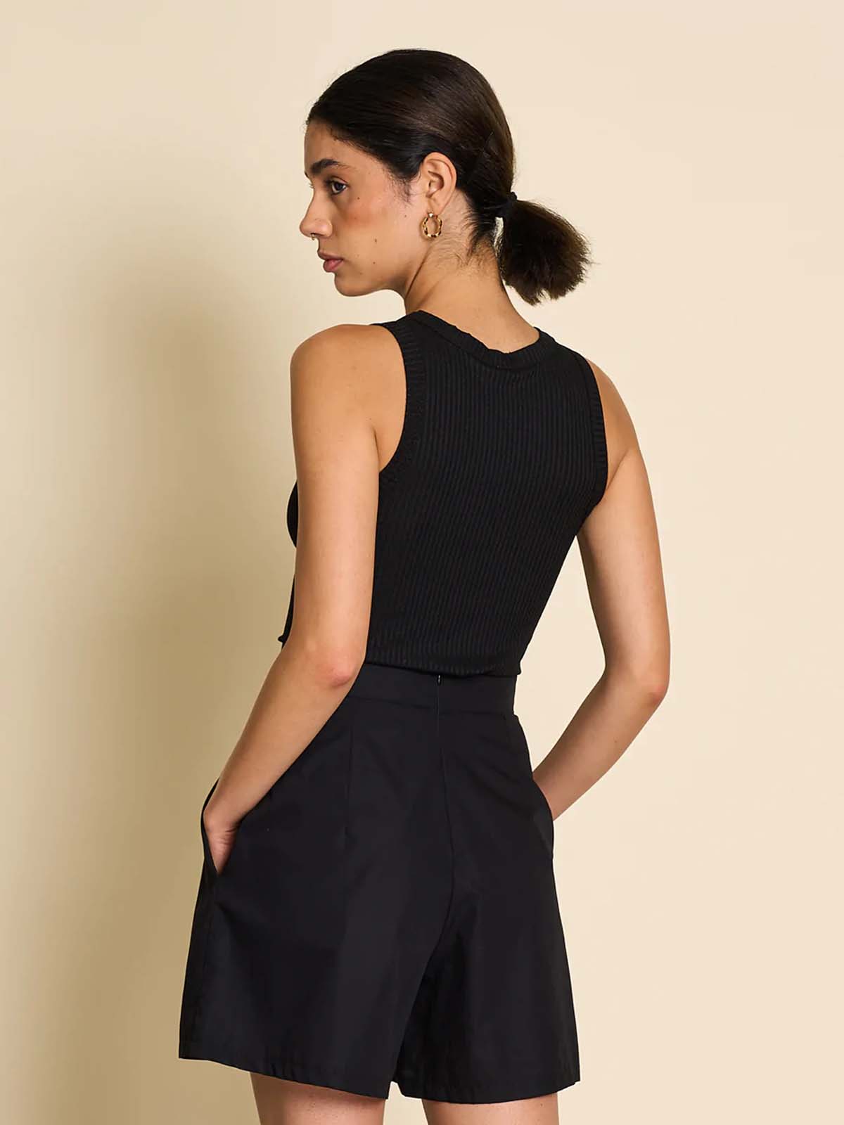 Jan 'n June Porto Rib Tank Top Black