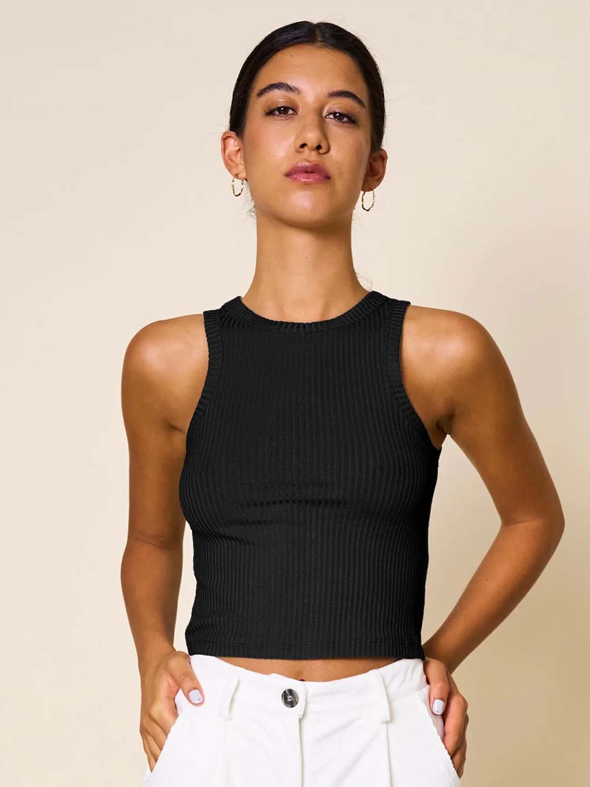 Jan 'n June Porto Rib Tank Top Black
