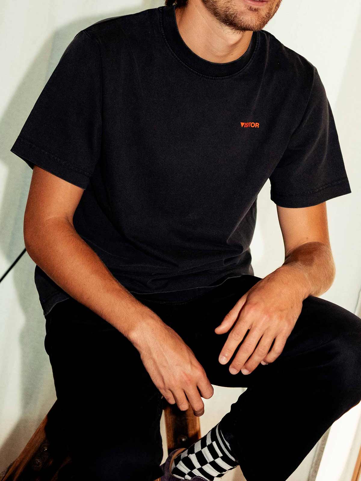 Visitor Clothing Address T-Shirt Dyed Black