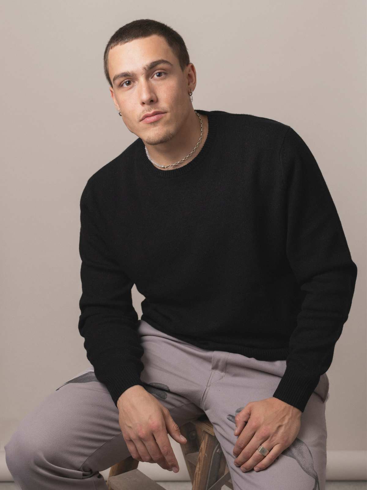 Visitor Clothing Men's Merino Cashmere Sweater Black