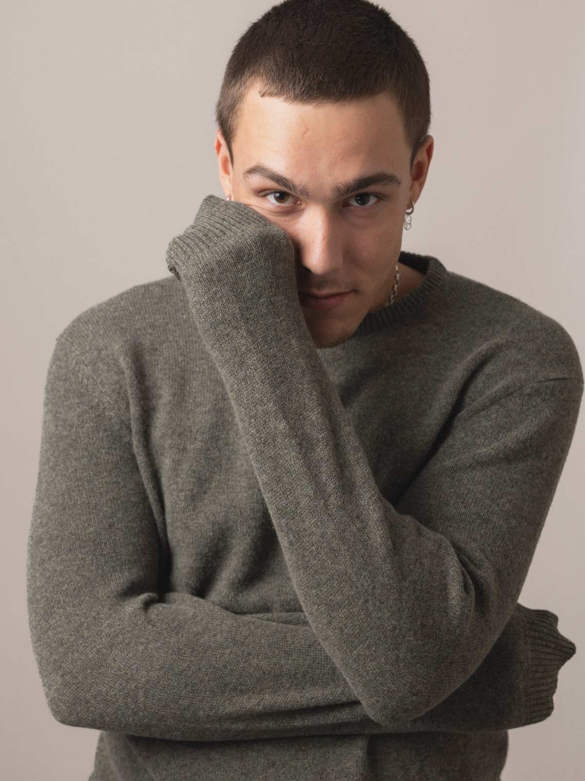 Visitor Clothing Men's Merino Cashmere Sweater Seaweed