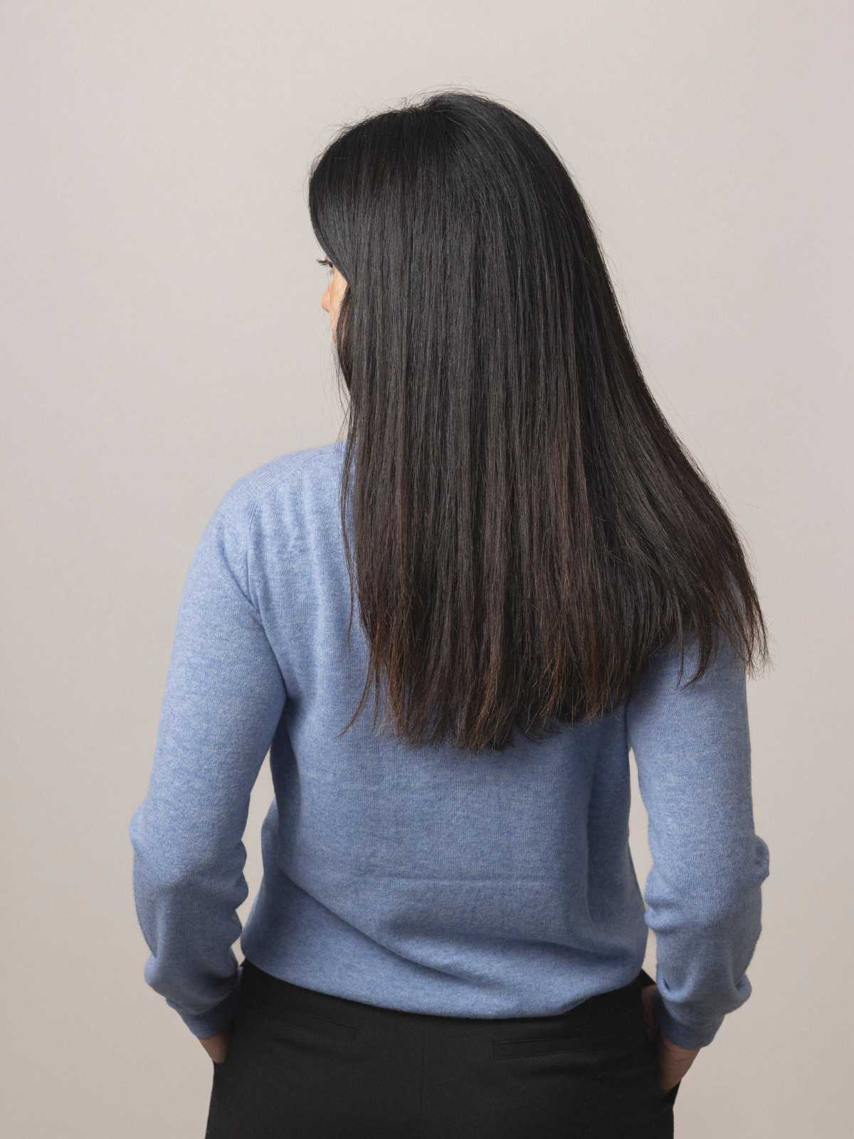 Visitor Clothing Women's Cashmere Airspun Sweater Mirage Blue