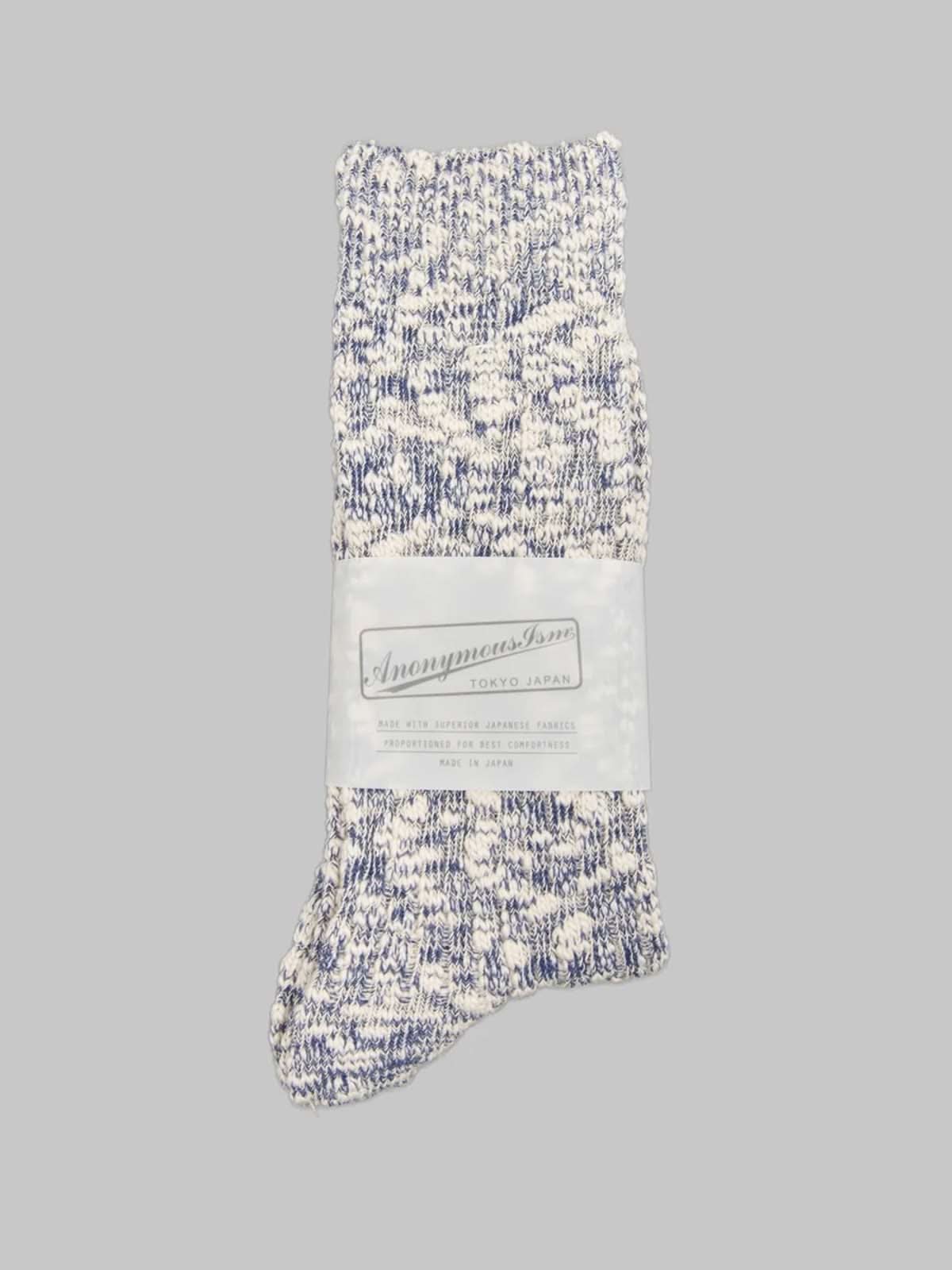 Anonymousism Light Weight Slub Crew Socks Navy (42-46)