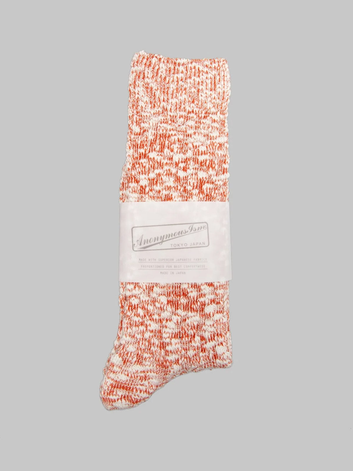 Anonymousism Light Weight Slub Crew Socks Red (42-46)