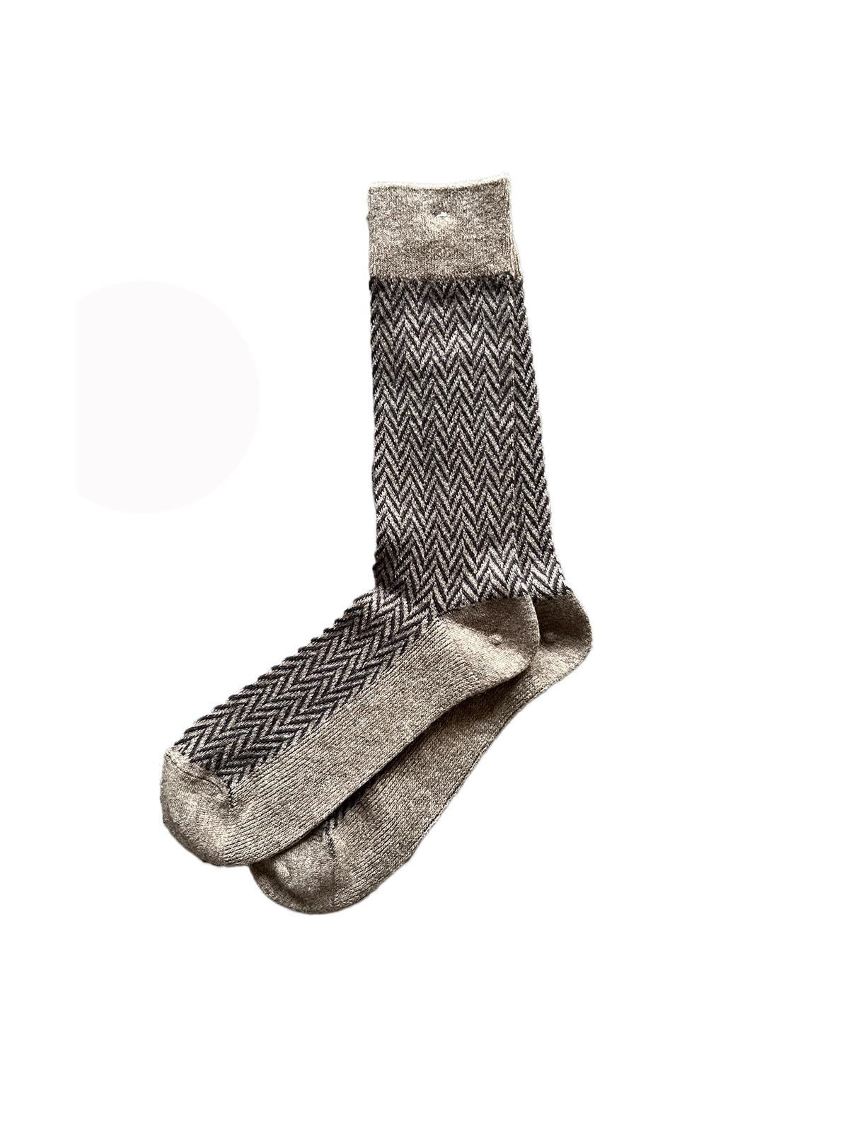 Anonymous Ism Wool Herringbone Crew Socks S.Beige (42-46)