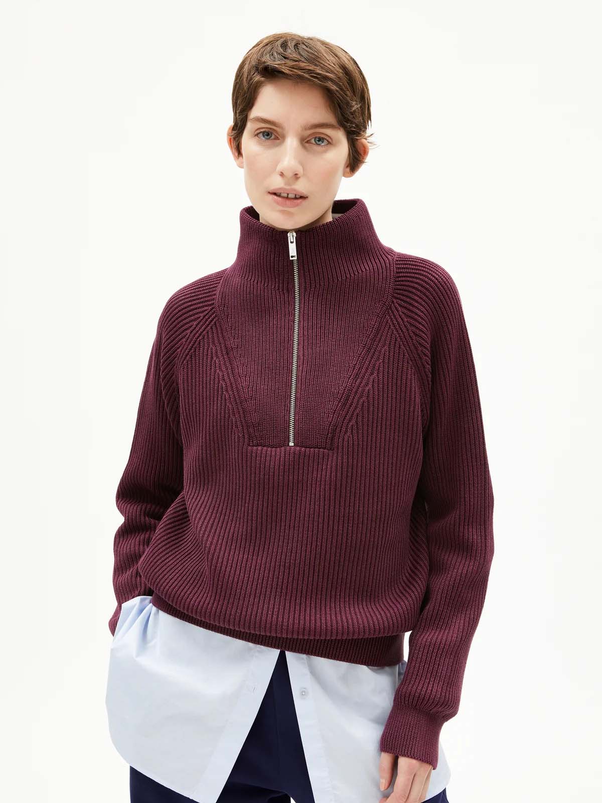 Armedangels Jumper Ronyiaas GMT Dye Dark Cranberry