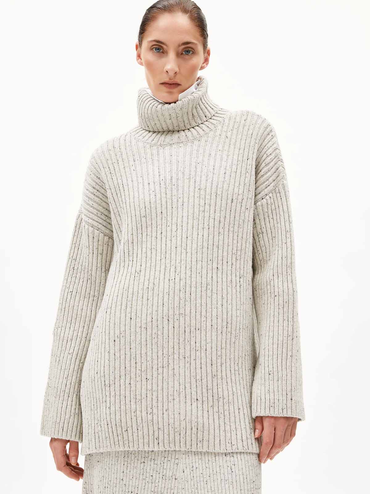 Armedangels Sabiraa Tweed Pullover Oatmilk Black