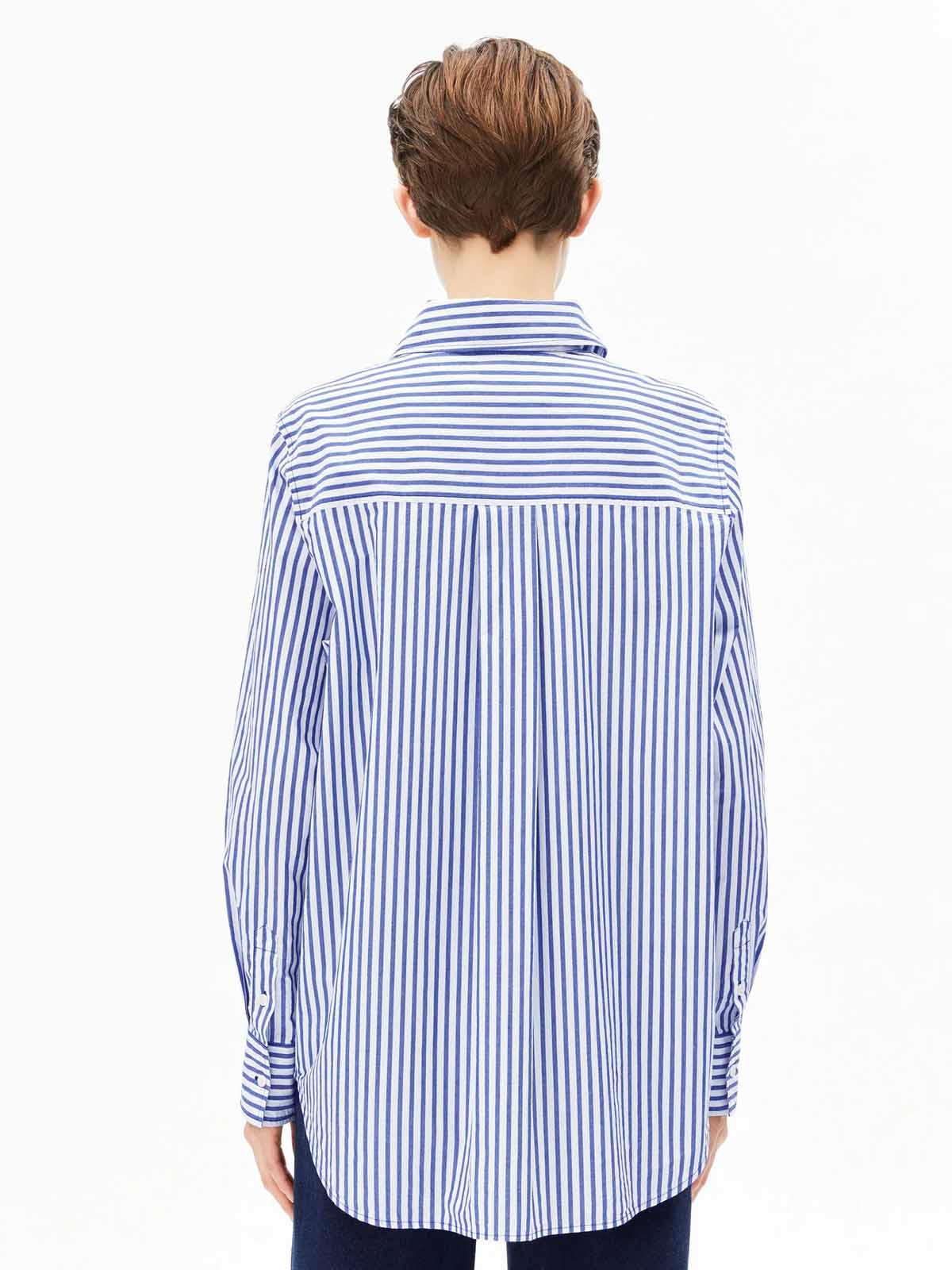 Armedangels Stripe Loose Shirt Blouse White Dynamo Blue