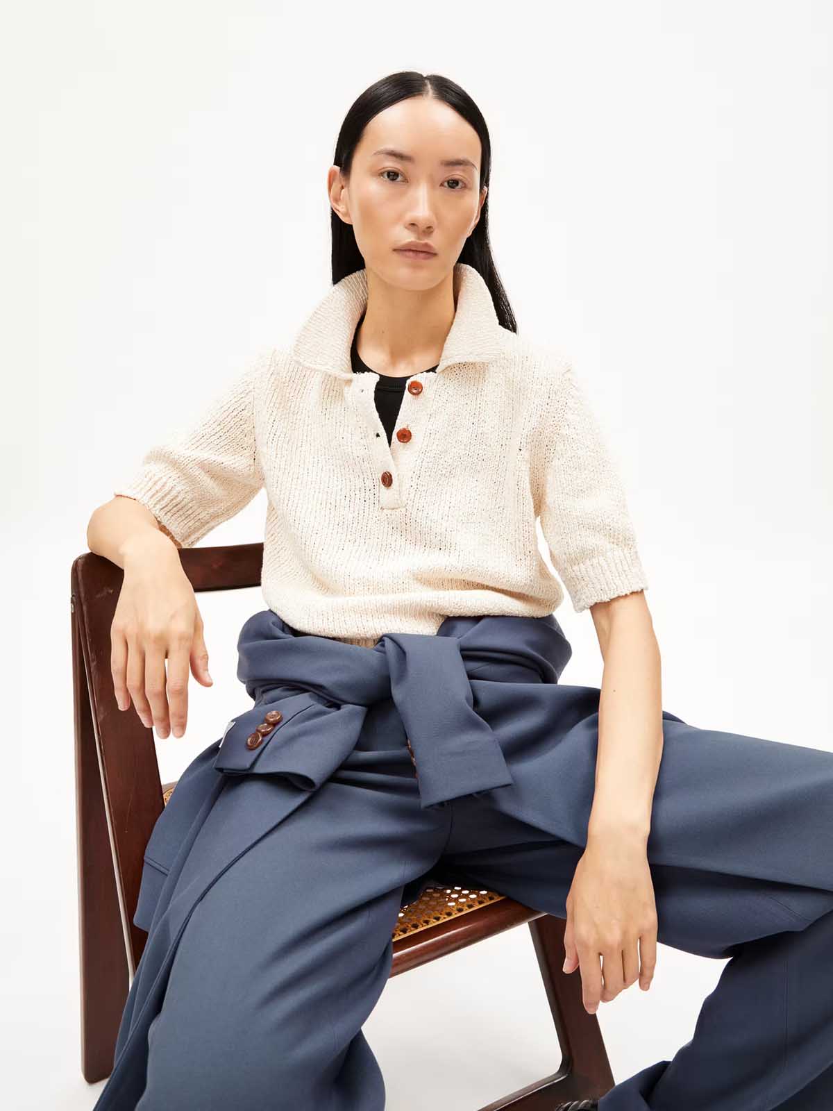 Armedangels Aanya Strick T-Shirt Oatmilk