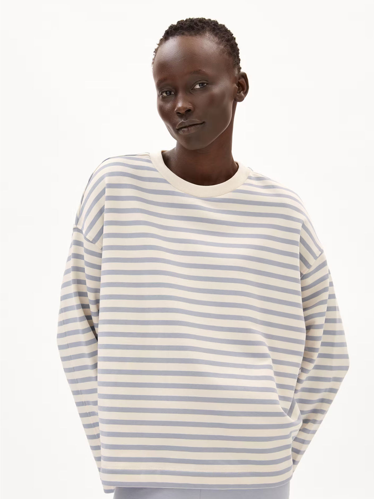 Armedangels Frankaa Maarlen Stripe Sweatshirt Undyed Misty Morning