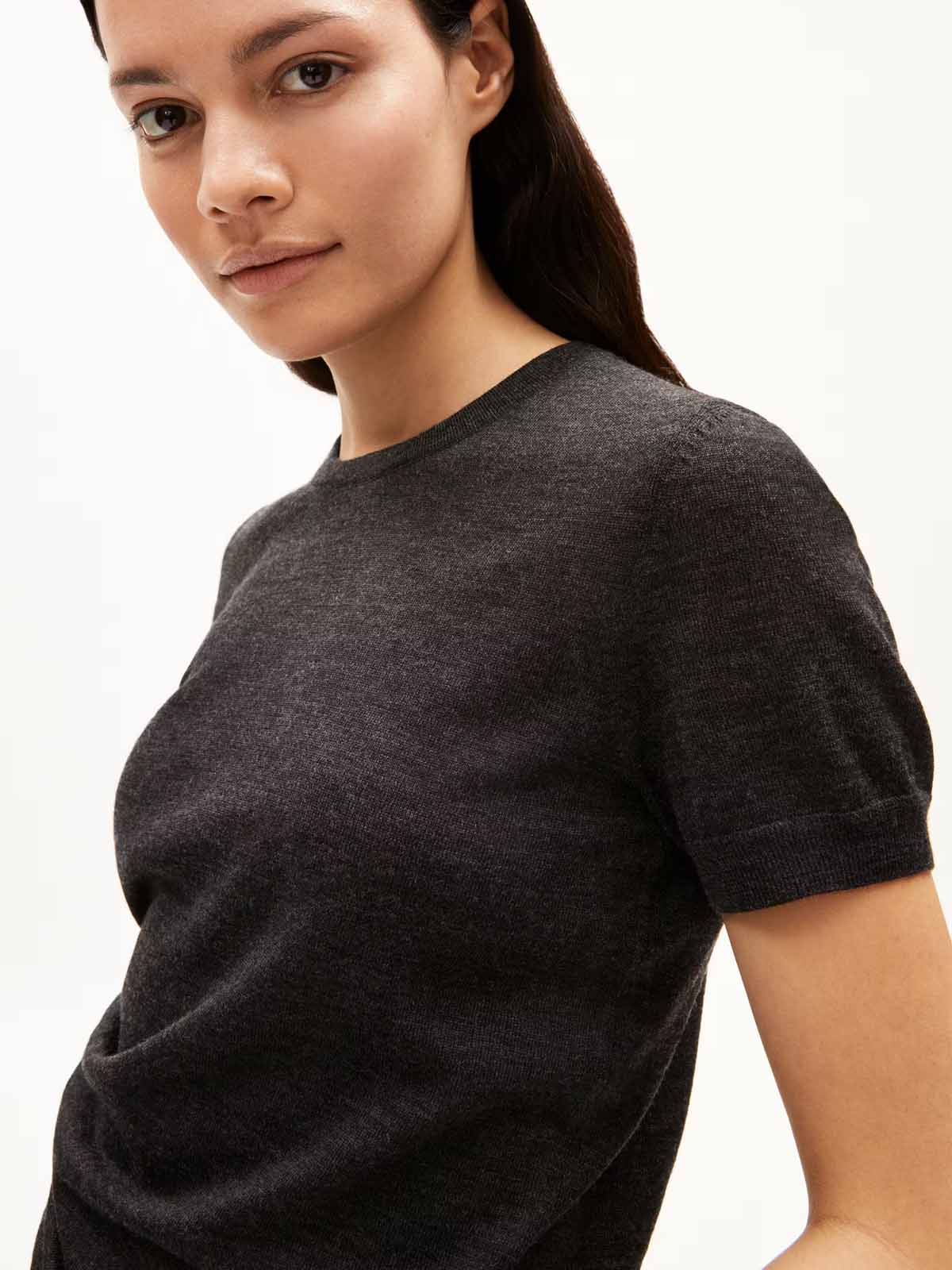 Armedangels Guiliaa Merino Strickshirt Steel Melange