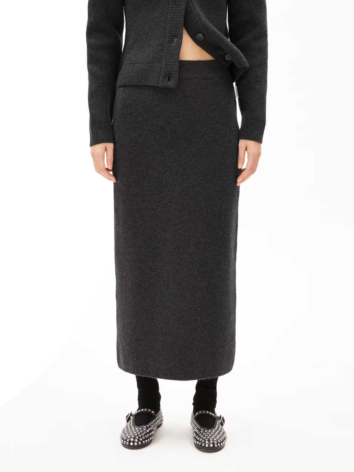Armedangels Maalvo Wool Skirt Steel Melange