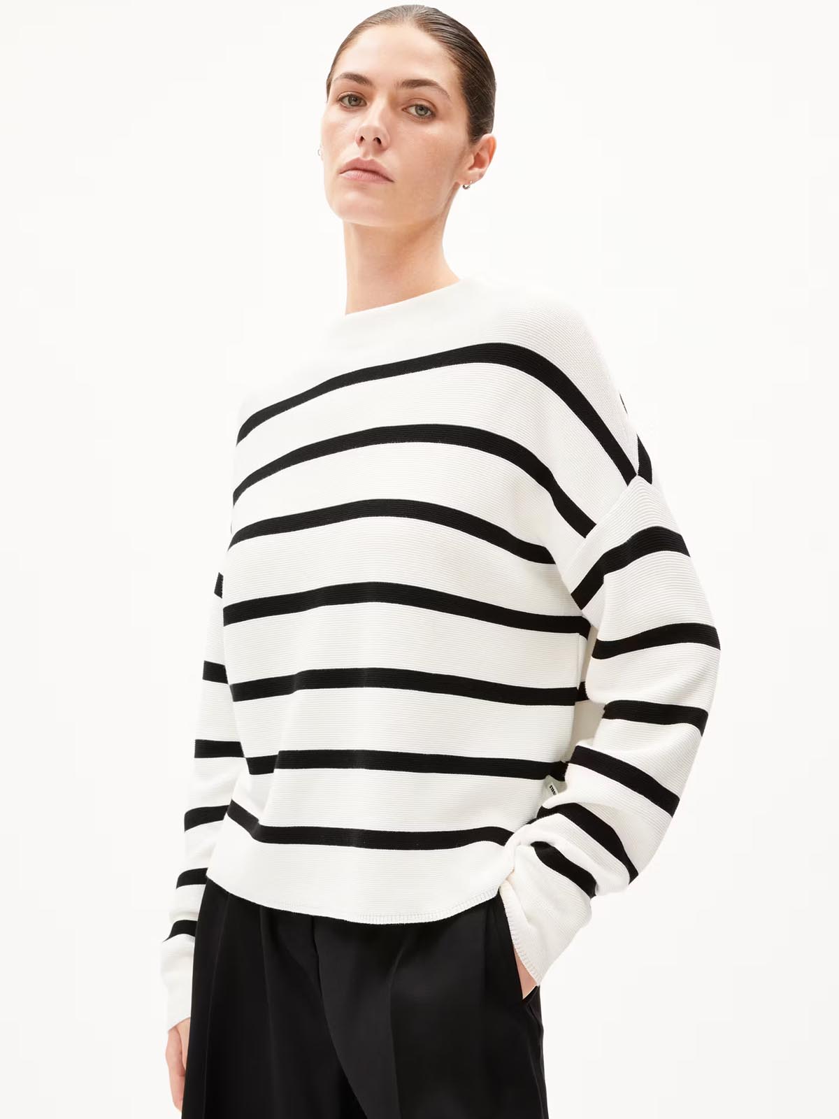 Armedangels Merinaa Stripes Pullover Light Oatmilk-Black