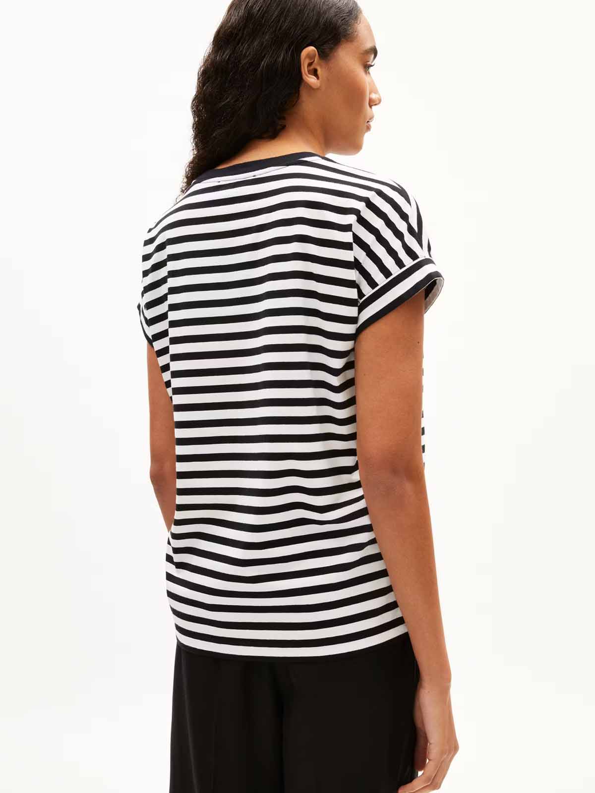 Armedangels T-Shirt Idaara Stripes White Black