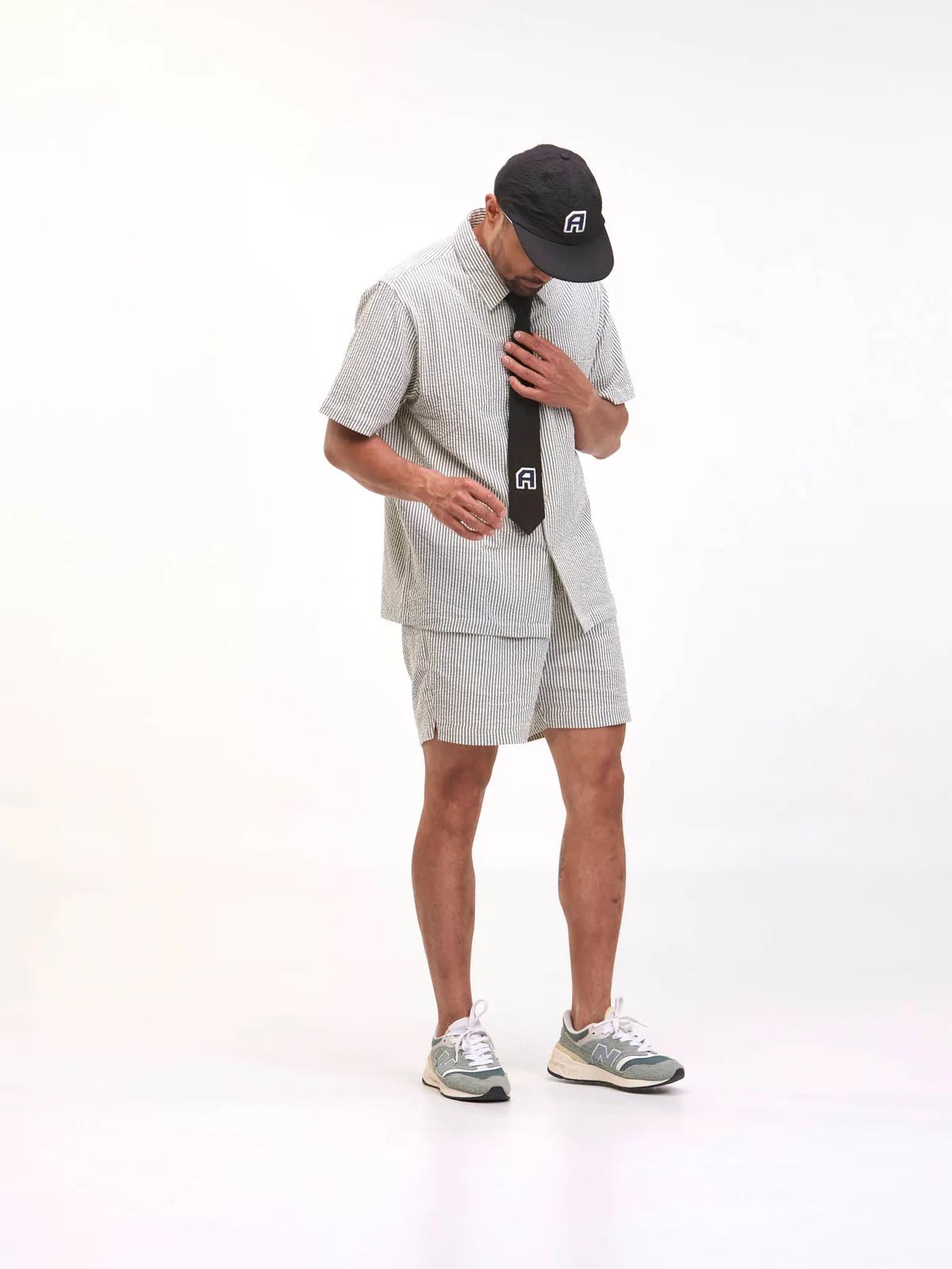 Arniko Rishi Shorts Green White Seersucker
