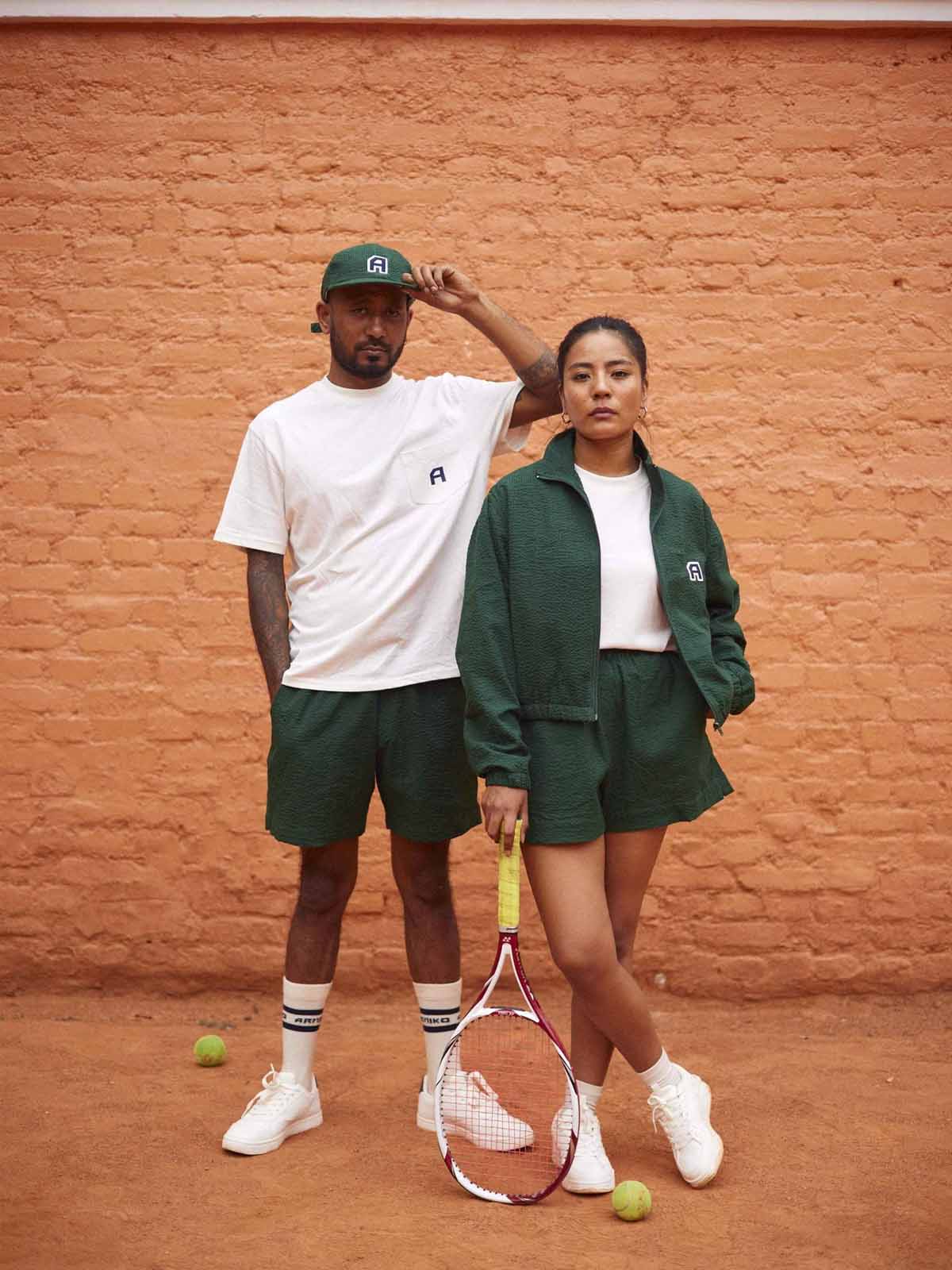 Arniko Rishi Shorts Green White Seersucker