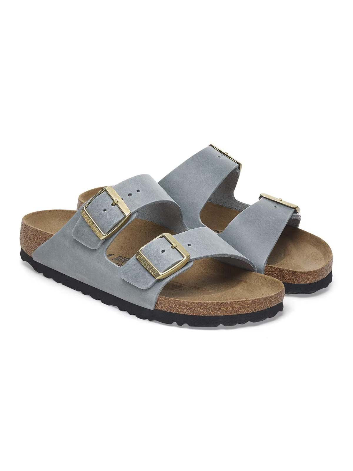 Birkenstock Arizona Waxy Leather Basalt Grey Narrow Fit