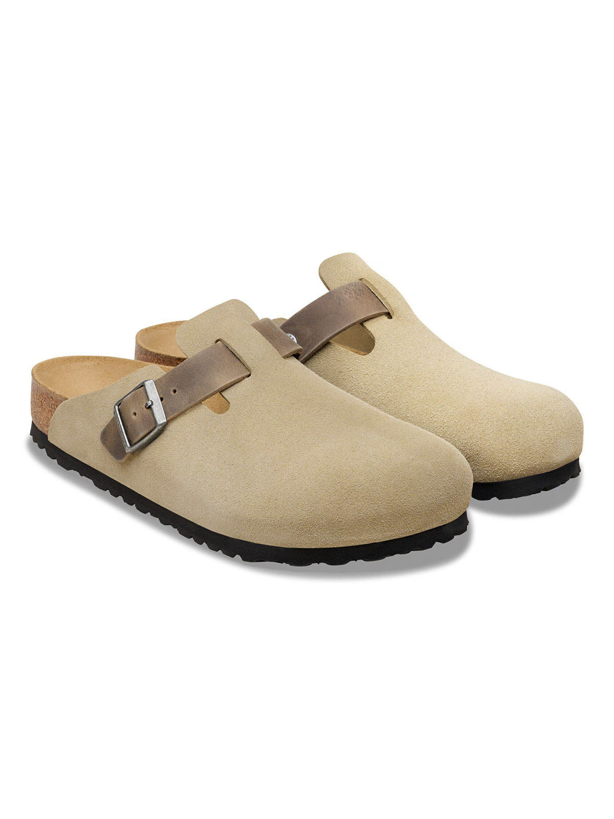 Birkenstock Boston BS Mixed Leather Faded Khaki Regular Fit