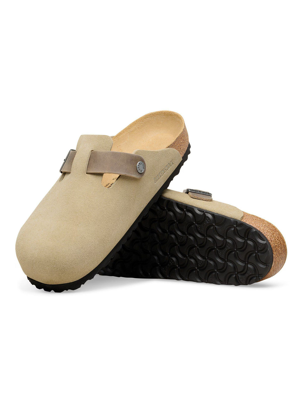 Birkenstock Boston BS Mixed Leather Faded Khaki Regular Fit