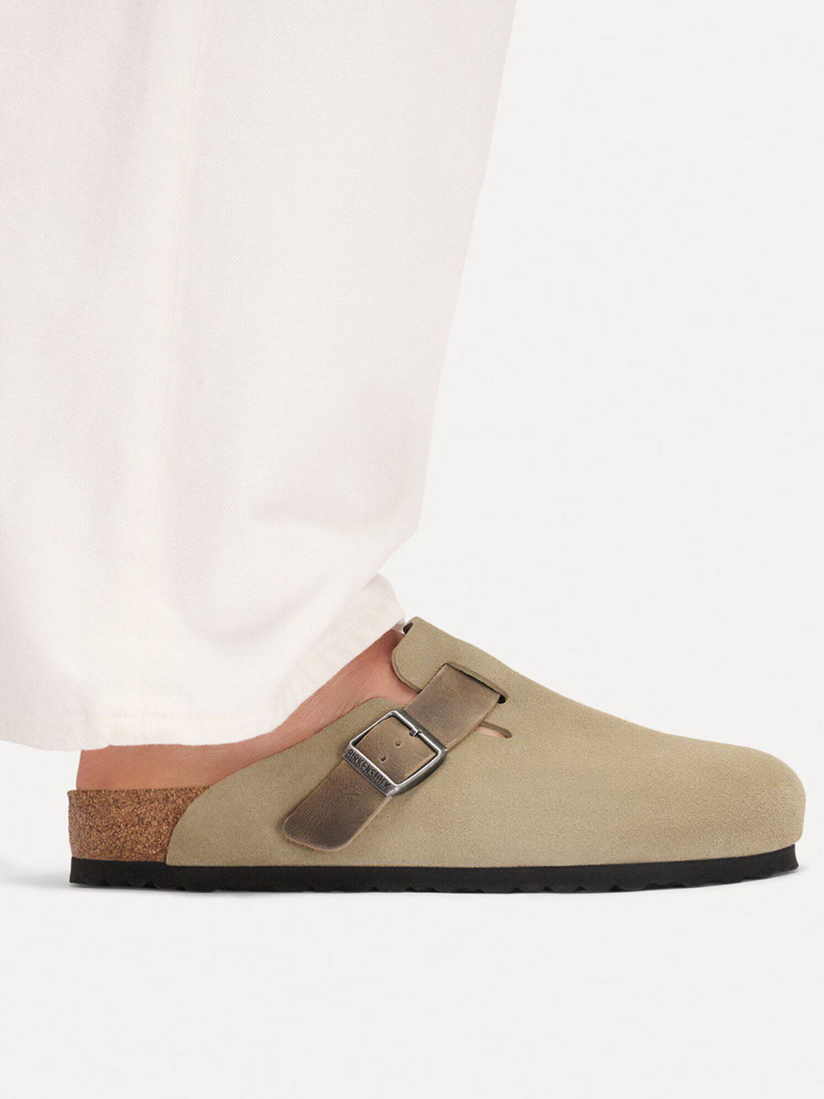 Birkenstock Boston BS Mixed Leather Faded Khaki Regular Fit