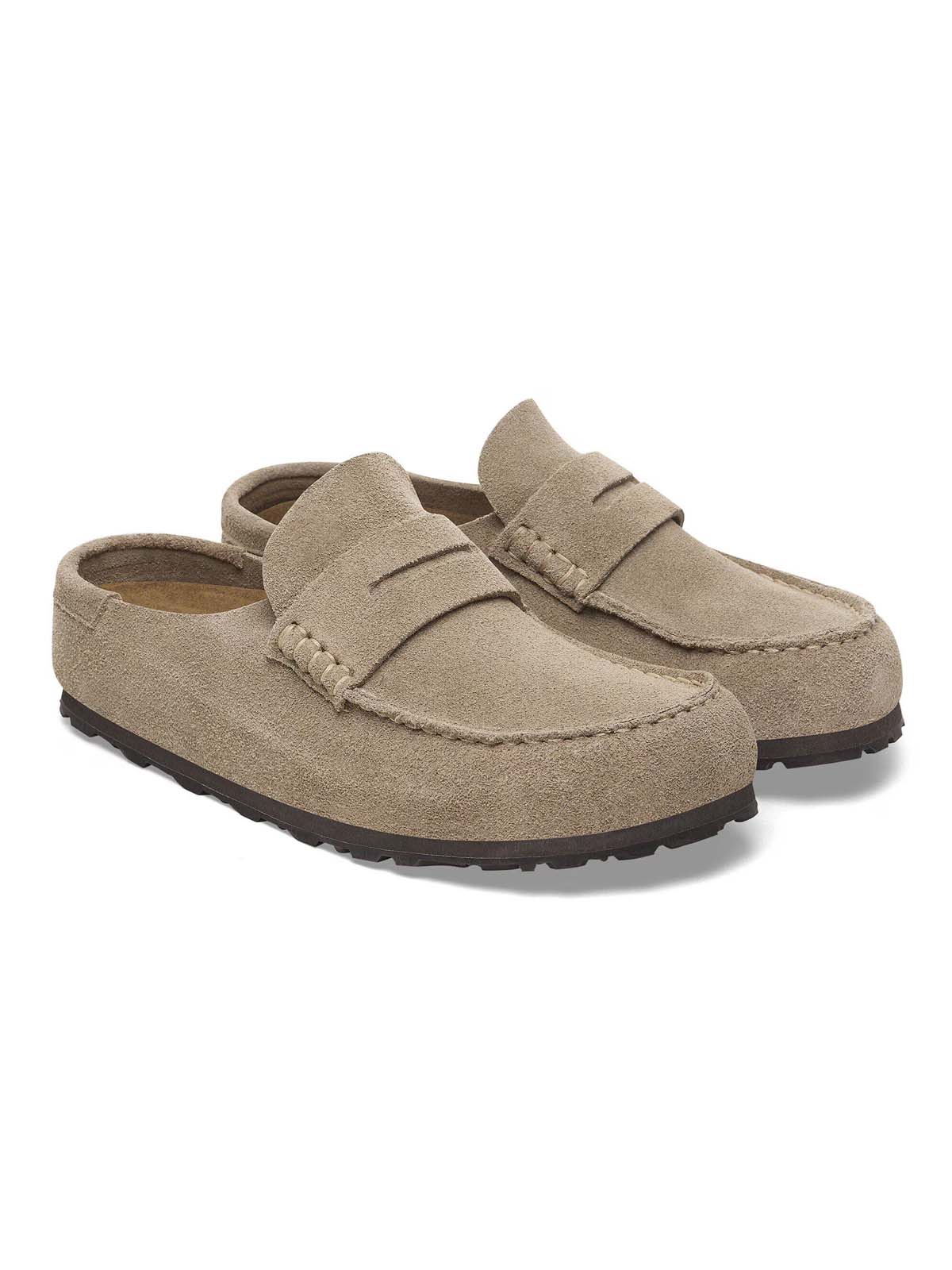 Birkenstock Naples Wrapped Suede Leather Taupe Narrow Fit